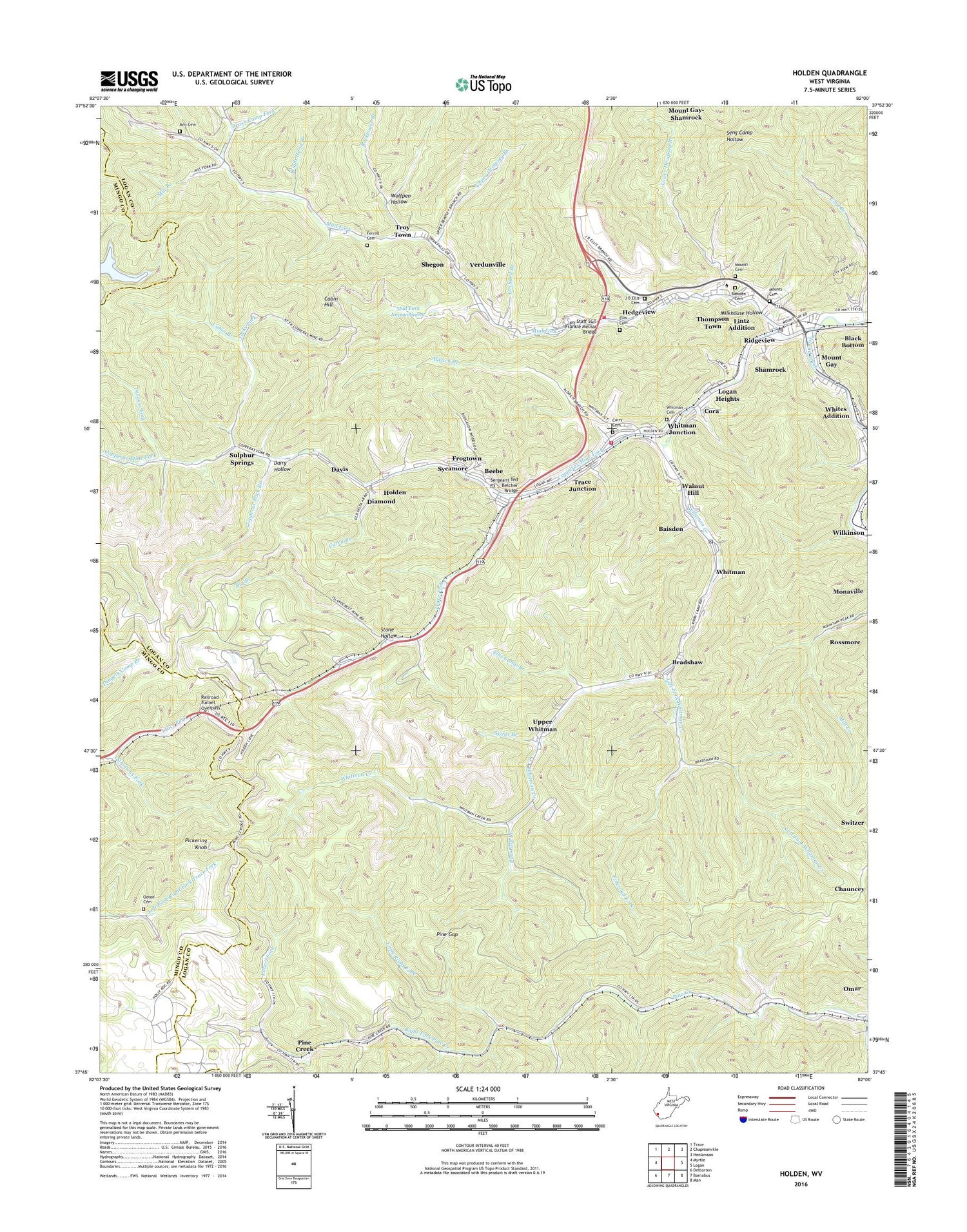 Holden West Virginia US Topo Map Image