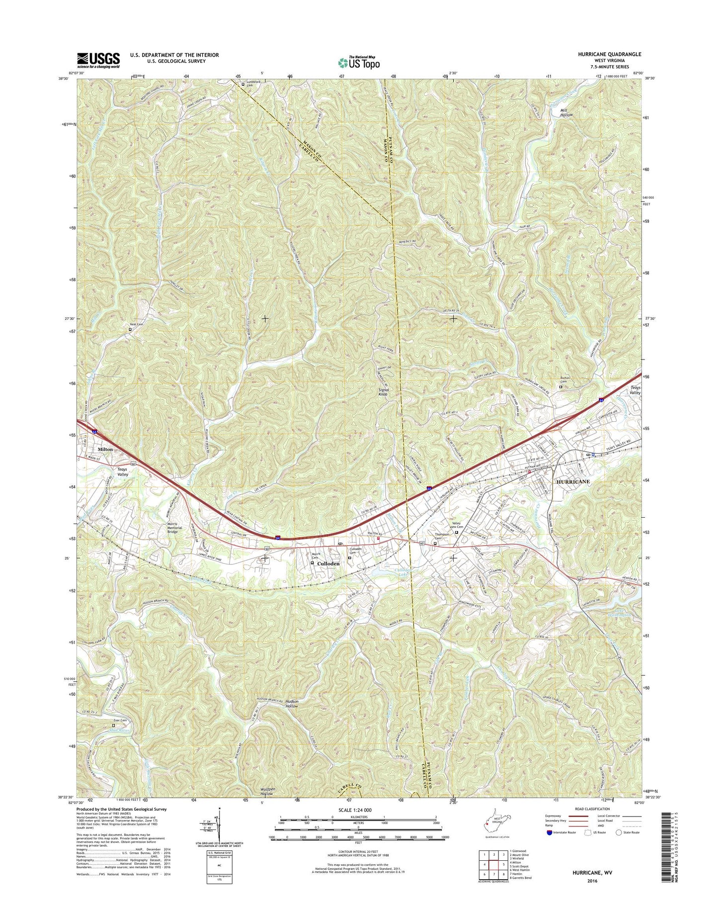 Hurricane West Virginia US Topo Map Image