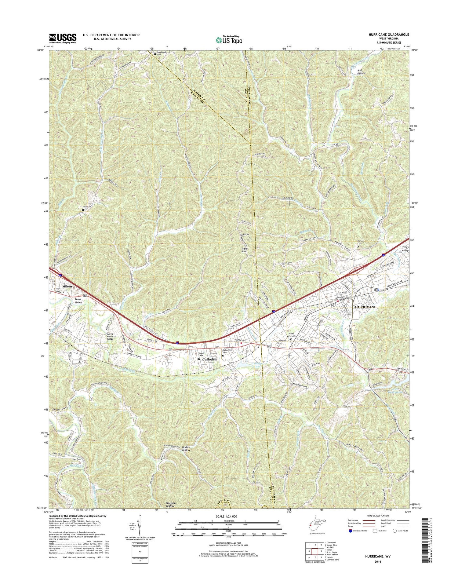 Hurricane West Virginia US Topo Map Image