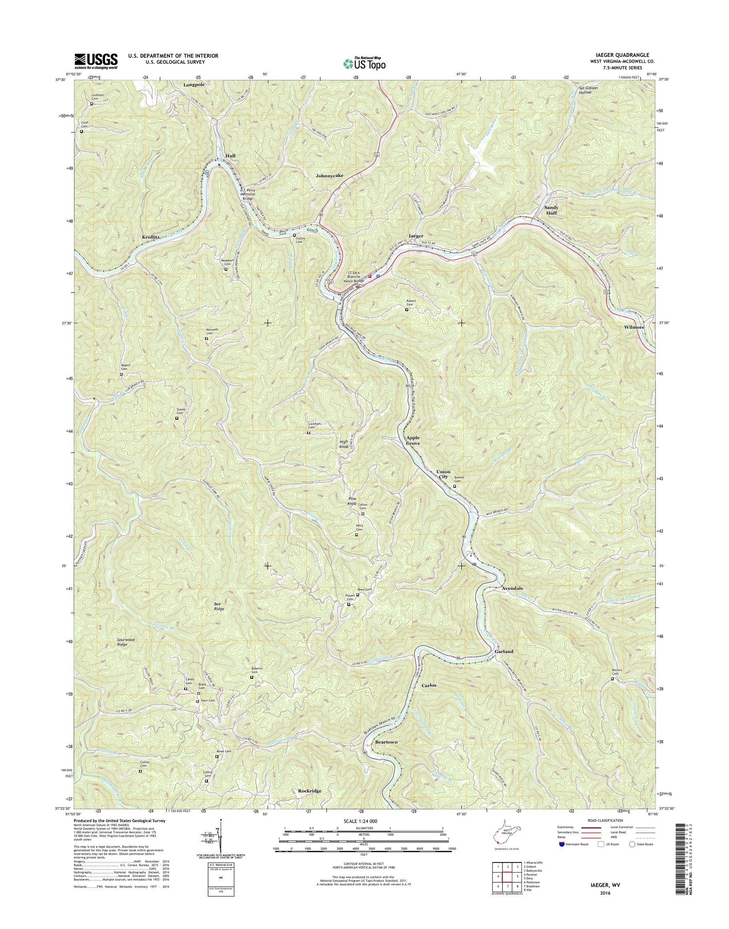 Iaeger West Virginia US Topo Map Image