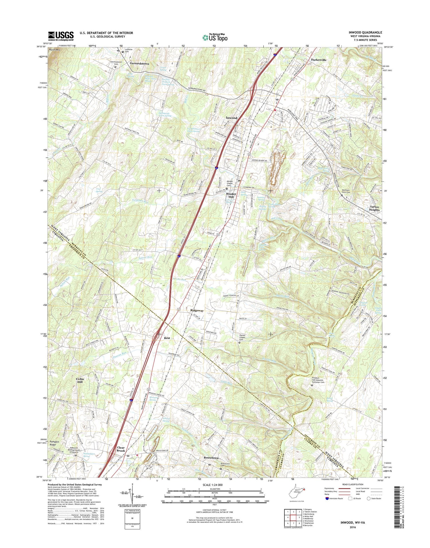 Inwood West Virginia US Topo Map Image