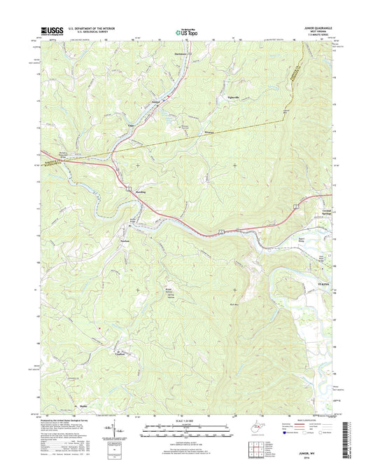 Junior West Virginia US Topo Map Image