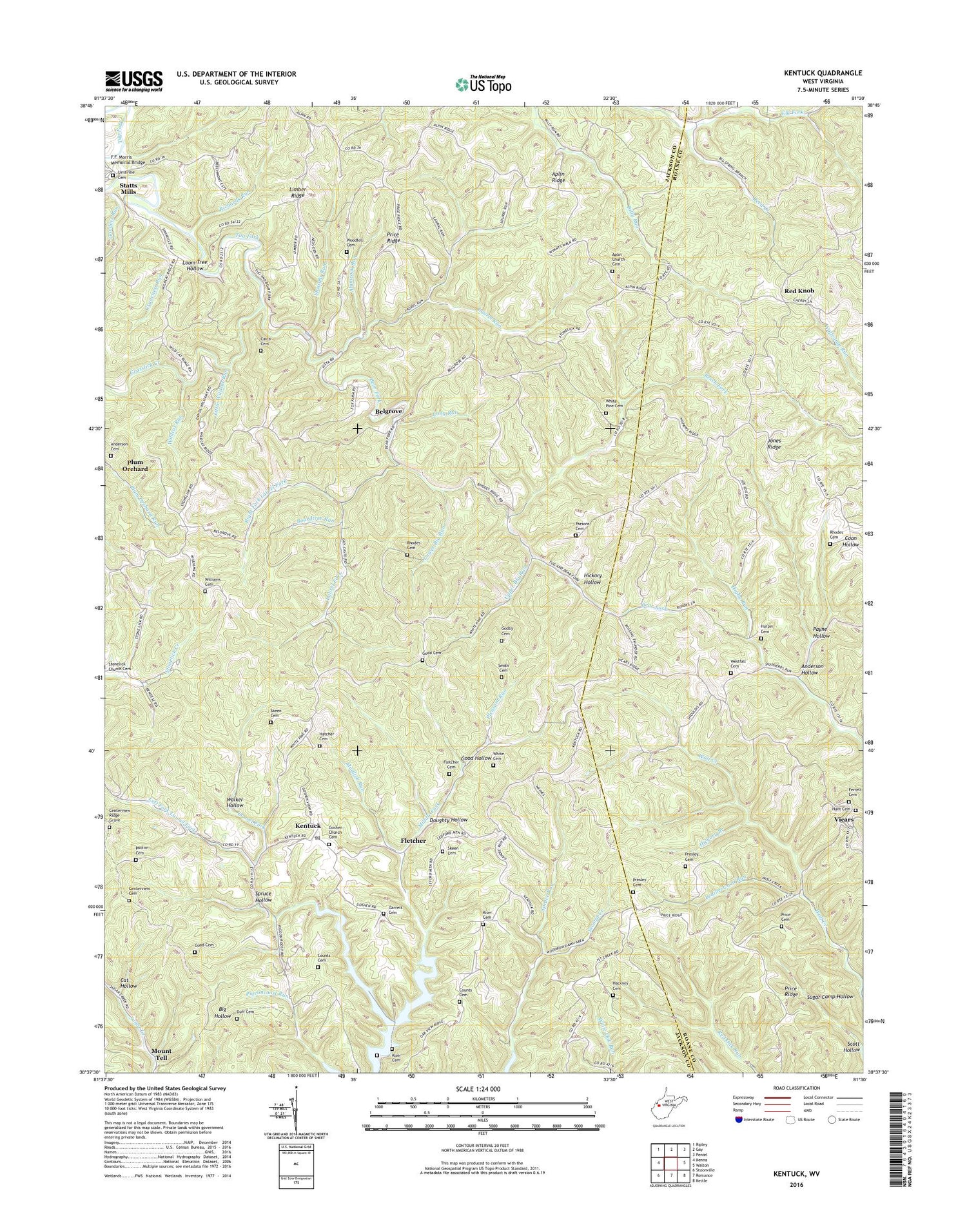 Kentuck West Virginia US Topo Map Image