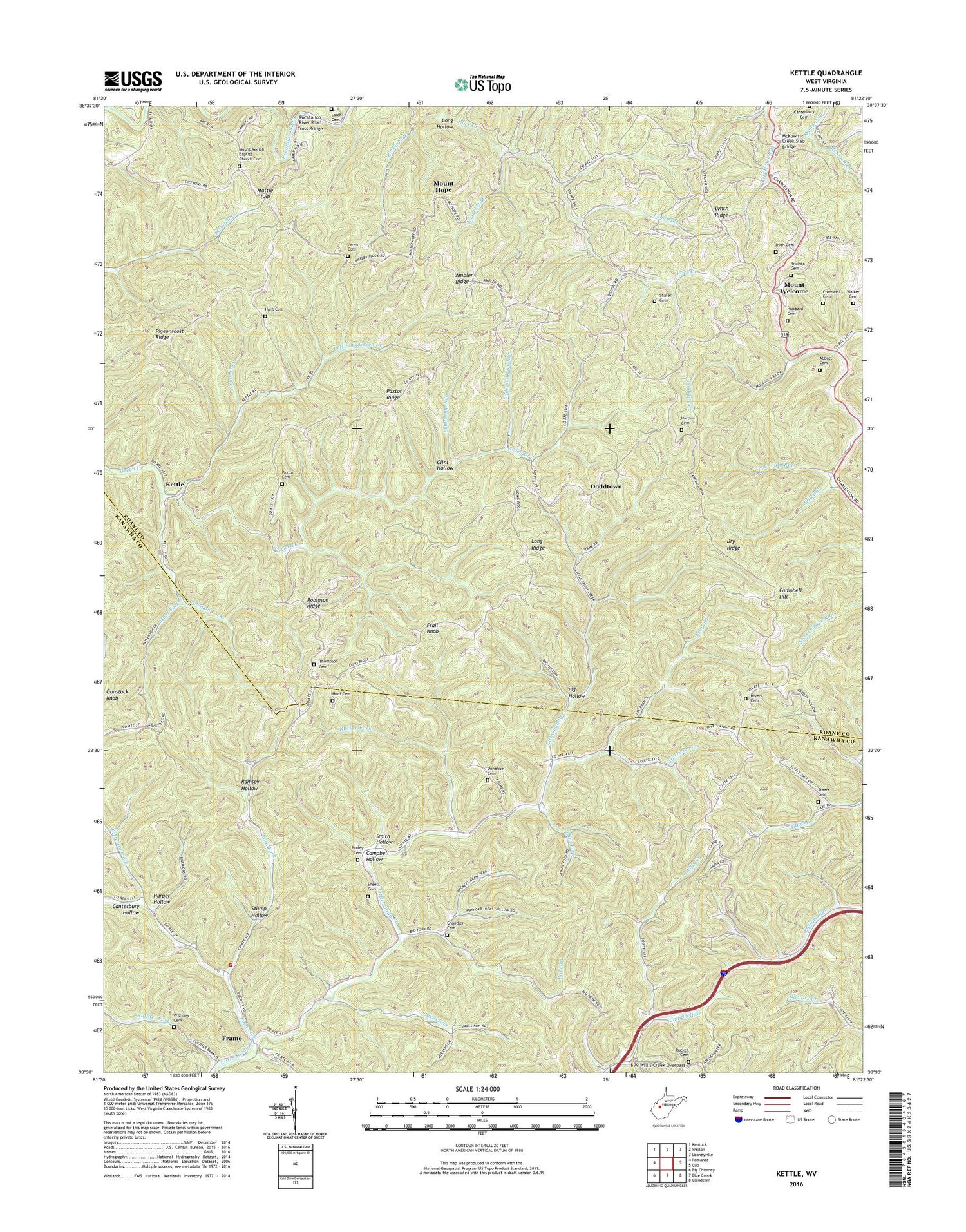 Kettle West Virginia US Topo Map Image