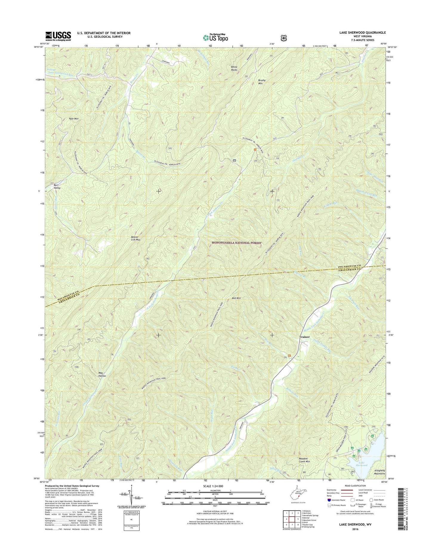 Lake Sherwood West Virginia US Topo Map Image