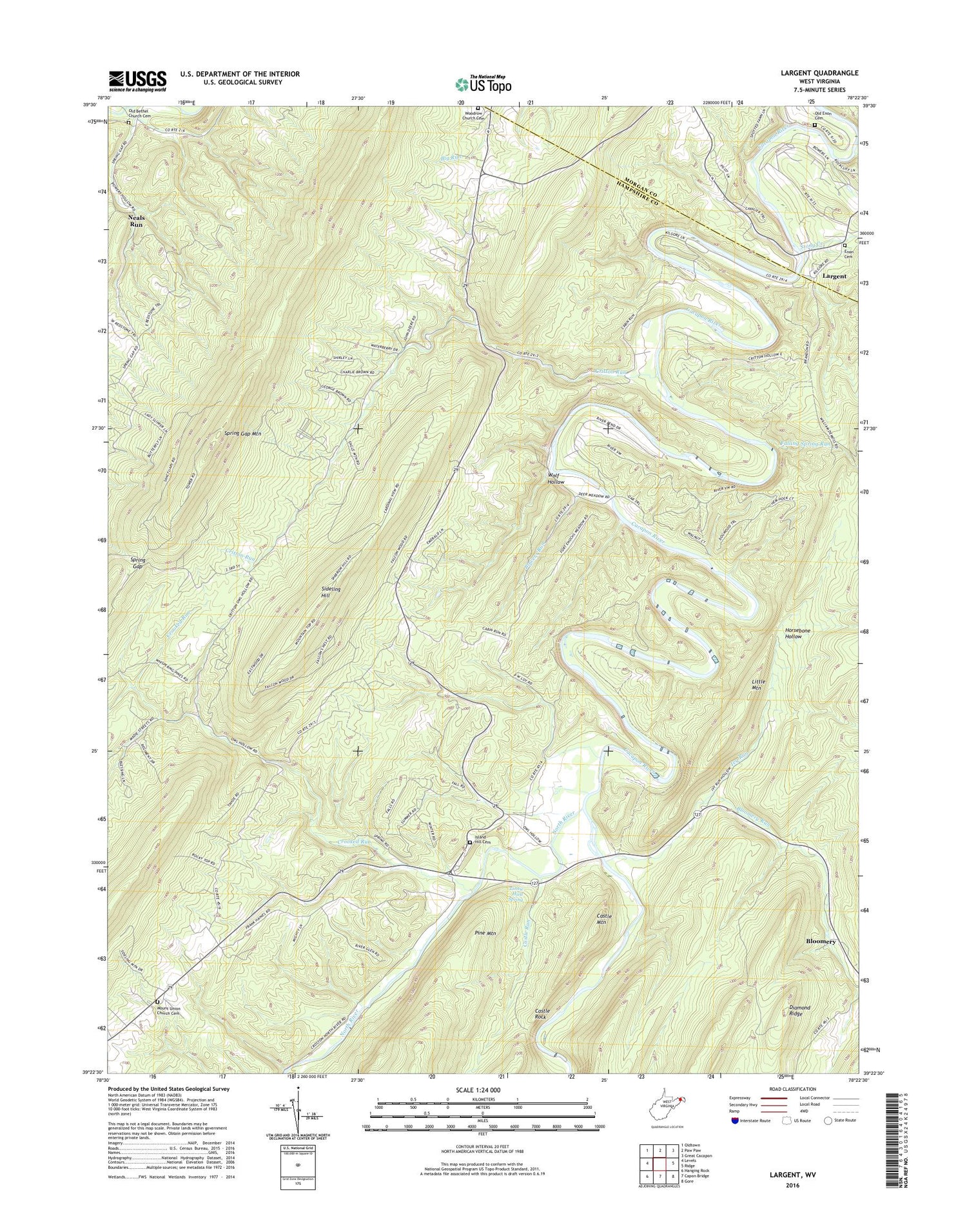 Largent West Virginia US Topo Map Image