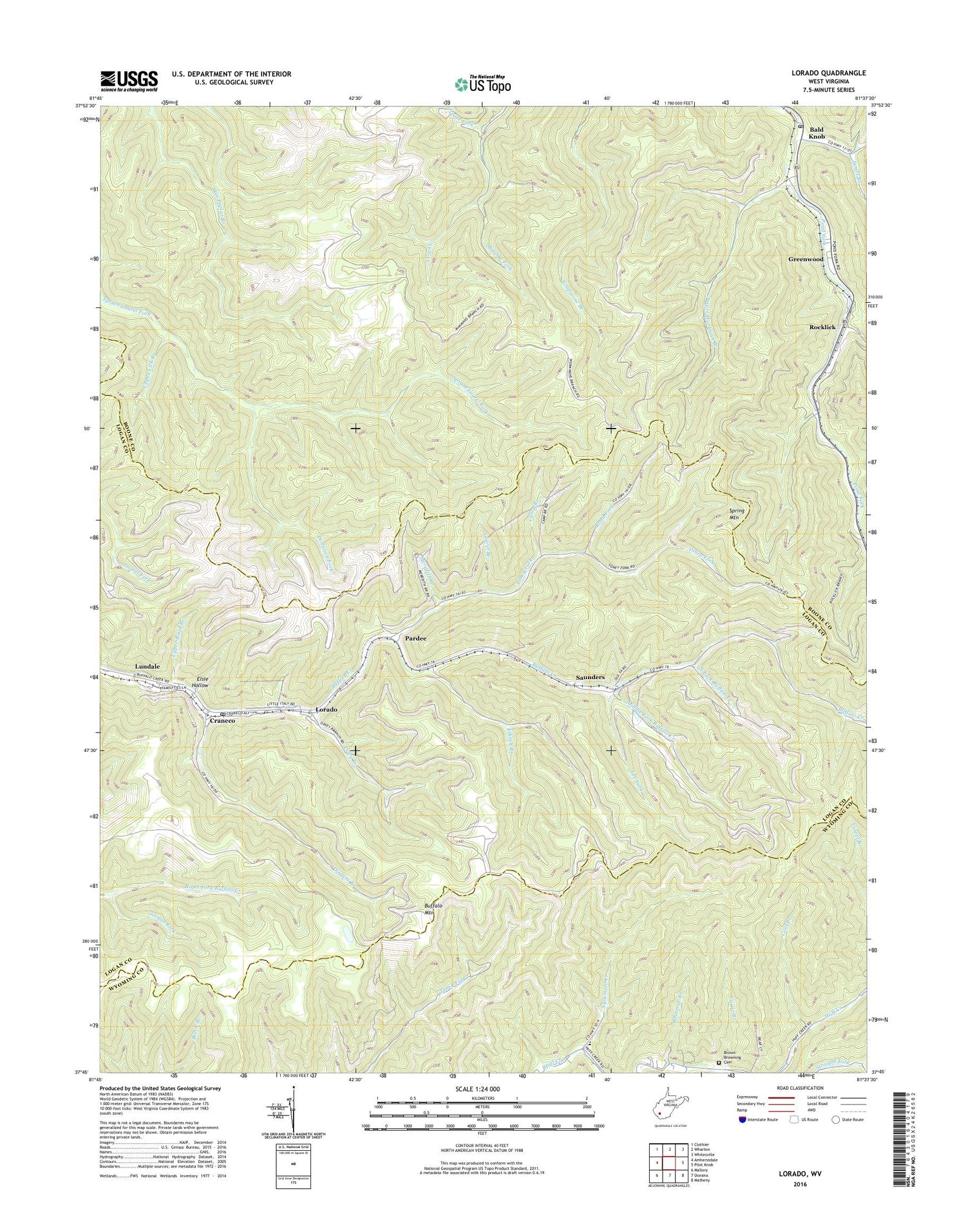 Lorado West Virginia US Topo Map Image