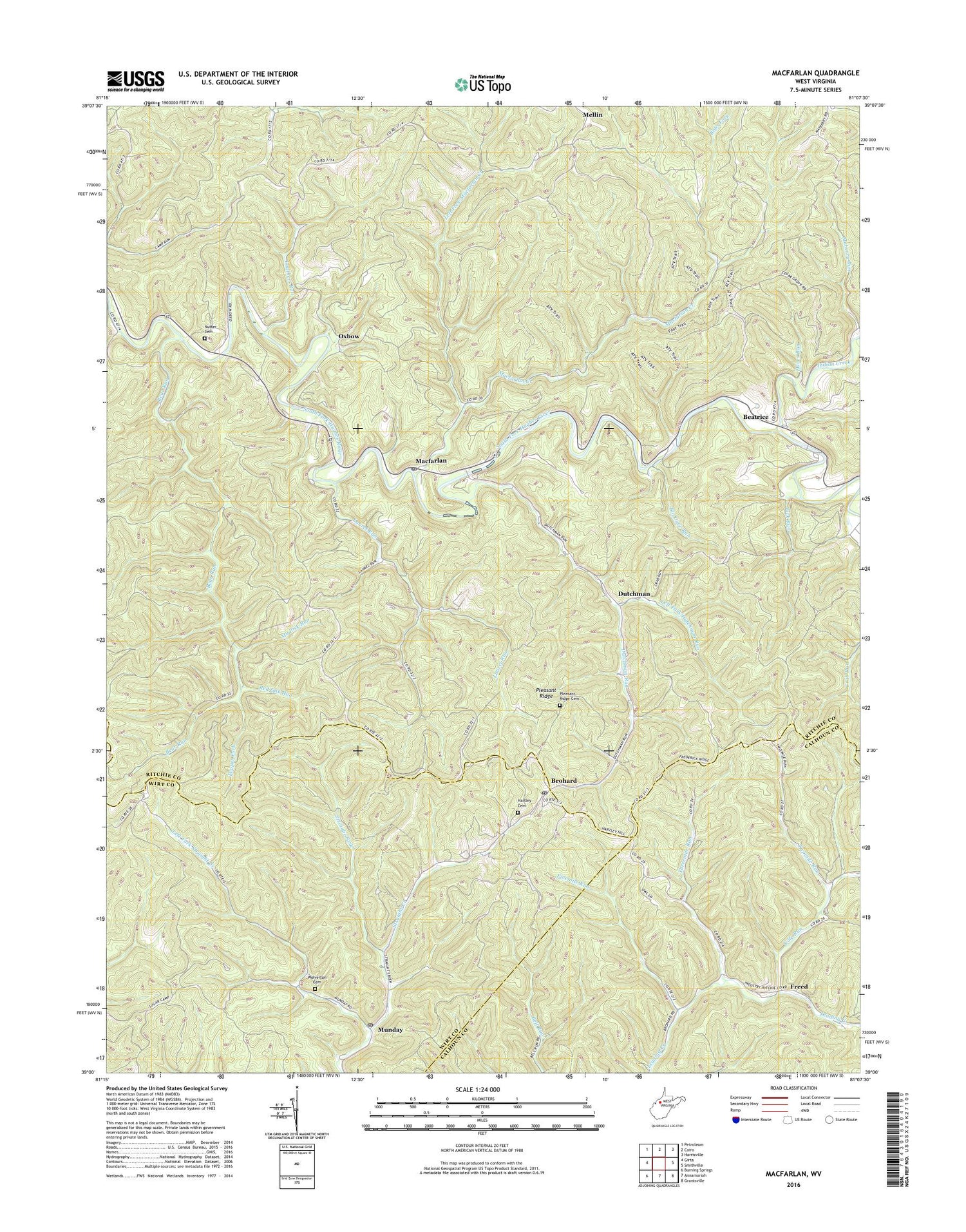 MacFarlan West Virginia US Topo Map Image