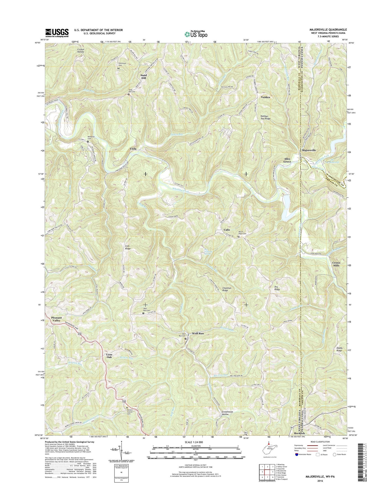 Majorsville West Virginia US Topo Map Image