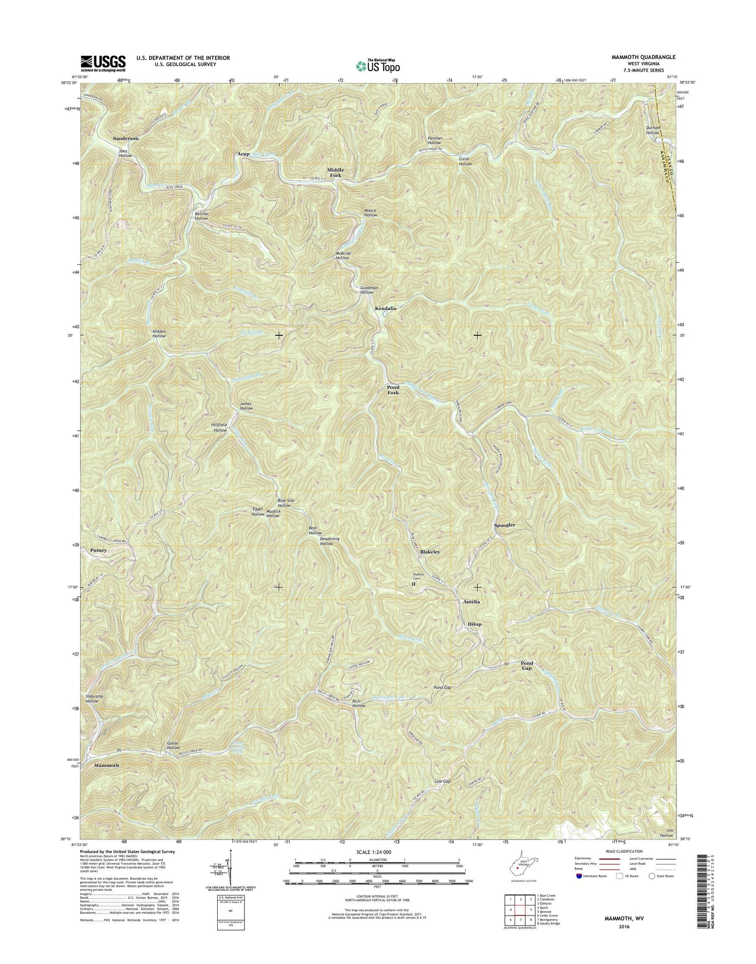 Mammoth West Virginia US Topo Map Image