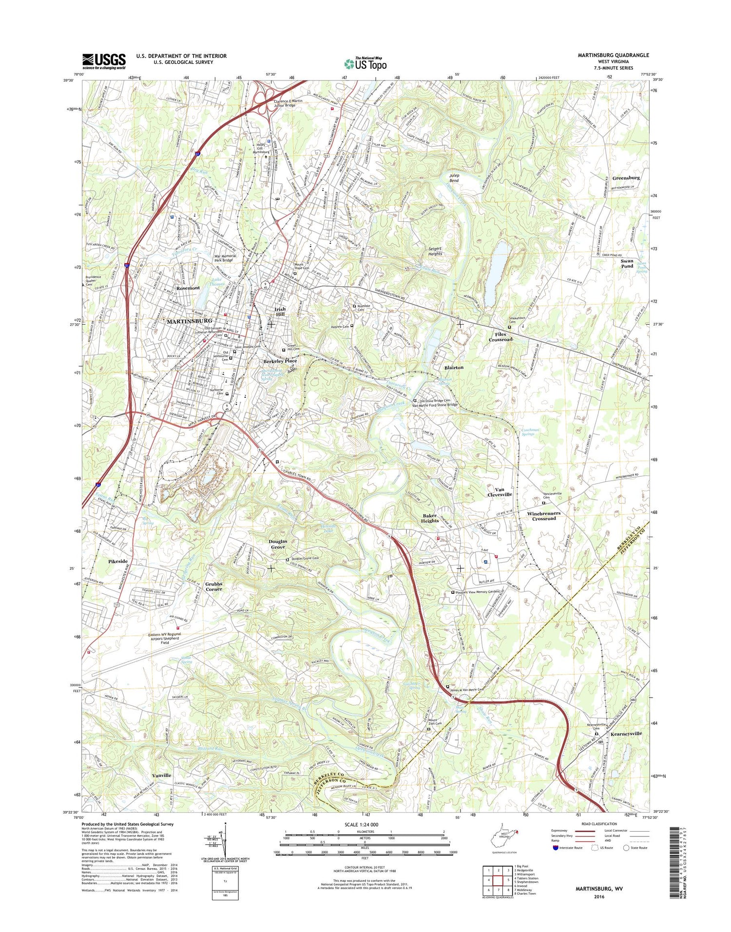 Martinsburg West Virginia US Topo Map Image
