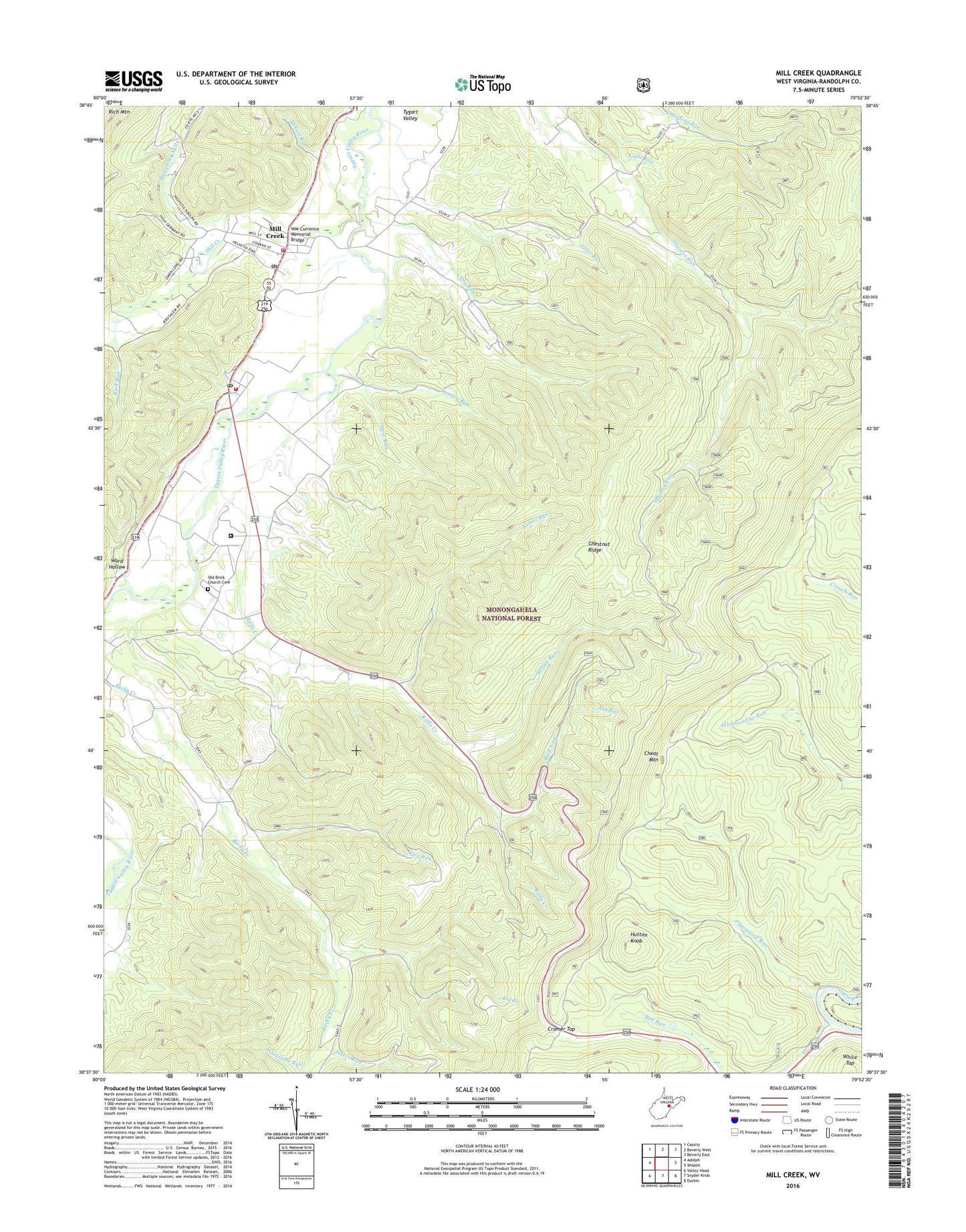 Mill Creek West Virginia US Topo Map Image