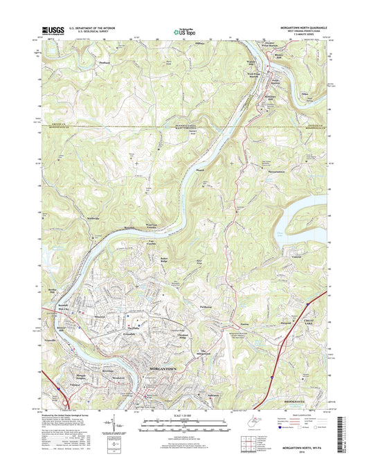 Morgantown North West Virginia US Topo Map Image