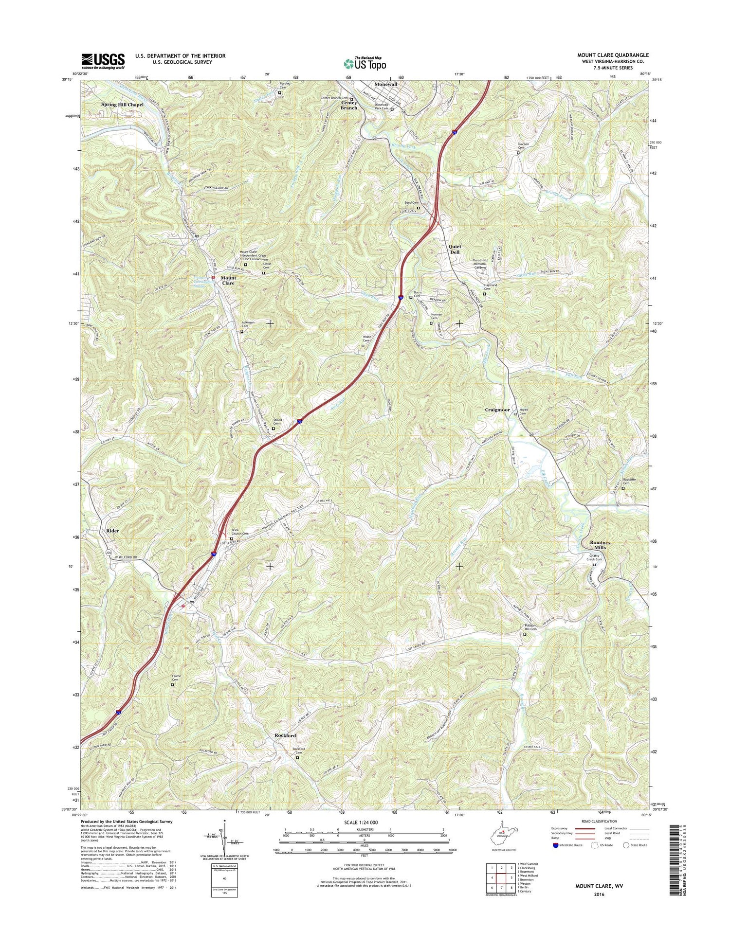 Mount Clare West Virginia US Topo Map Image
