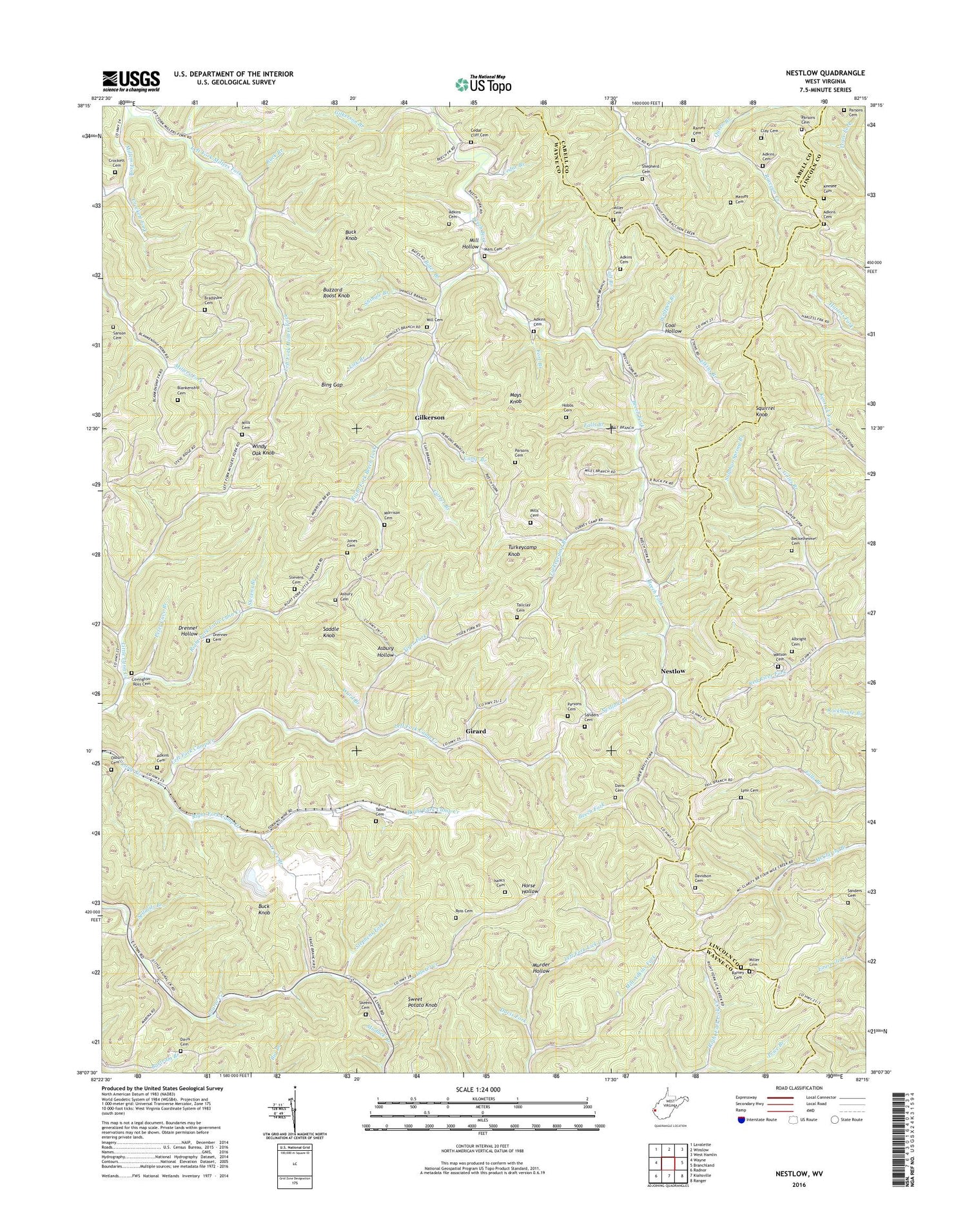 Nestlow West Virginia US Topo Map Image