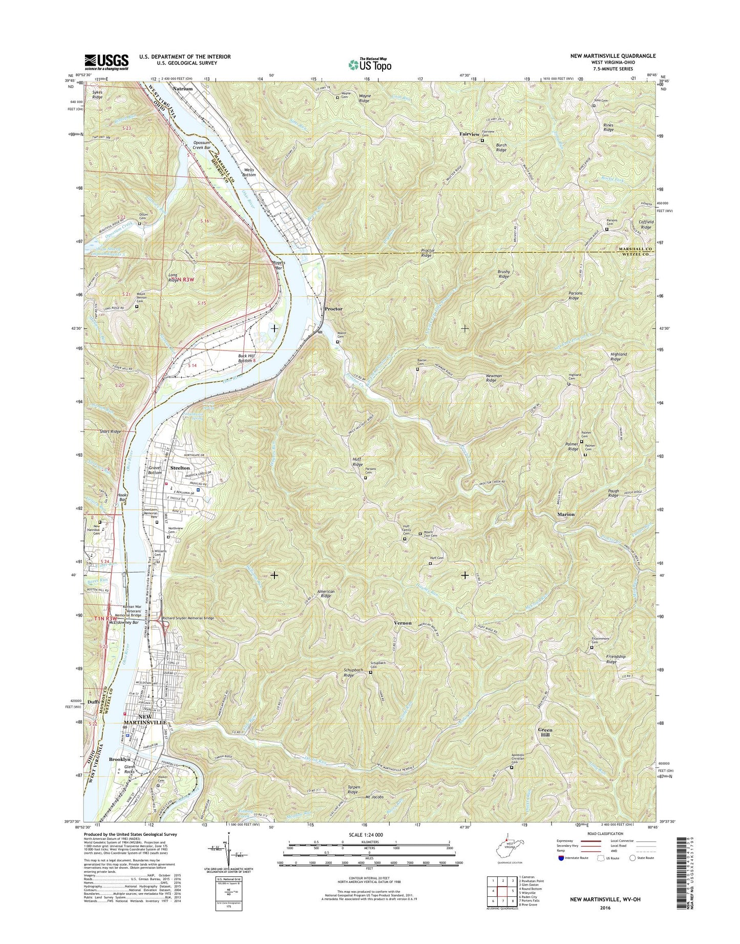 New Martinsville West Virginia US Topo Map Image