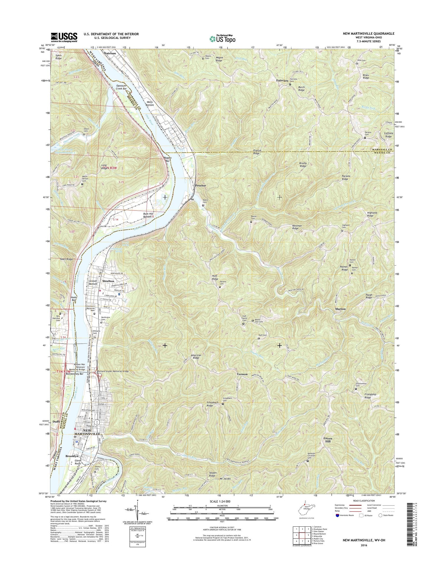 New Martinsville West Virginia US Topo Map Image