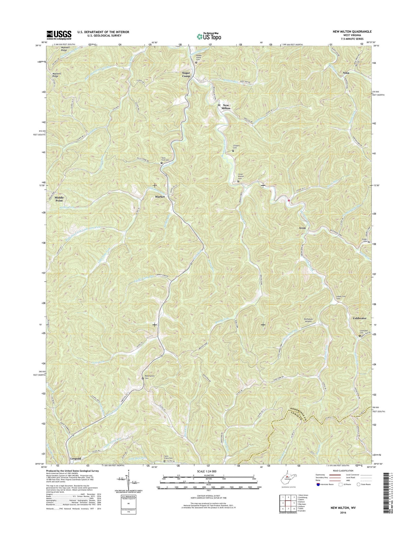 New Milton West Virginia US Topo Map Image