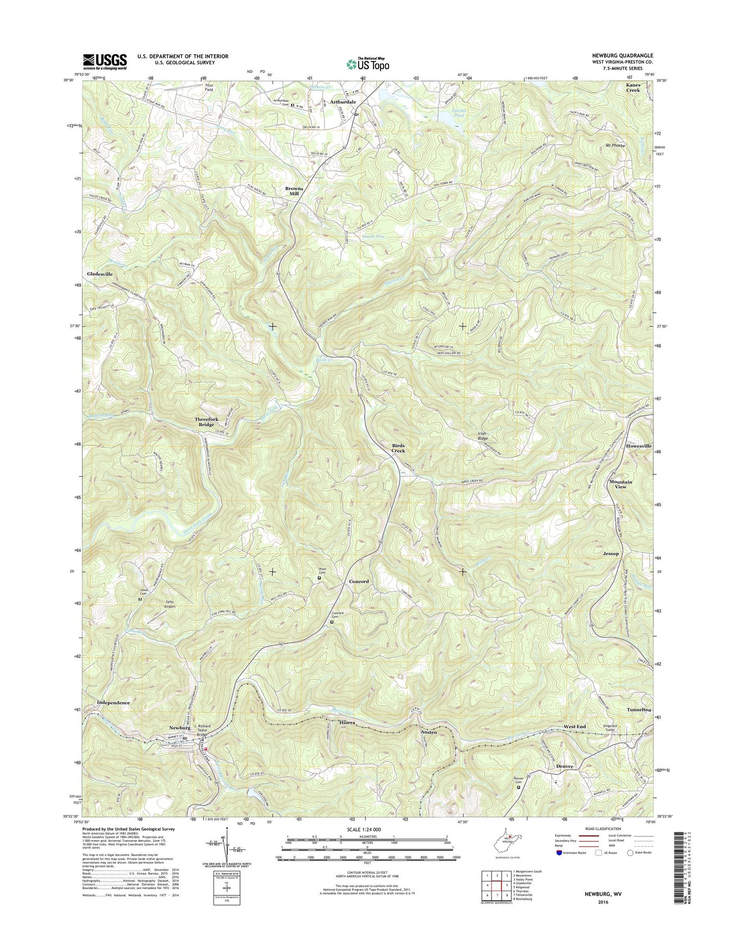 Newburg West Virginia US Topo Map Image