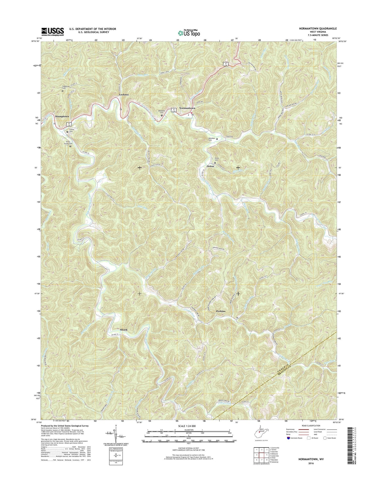Normantown West Virginia US Topo Map Image