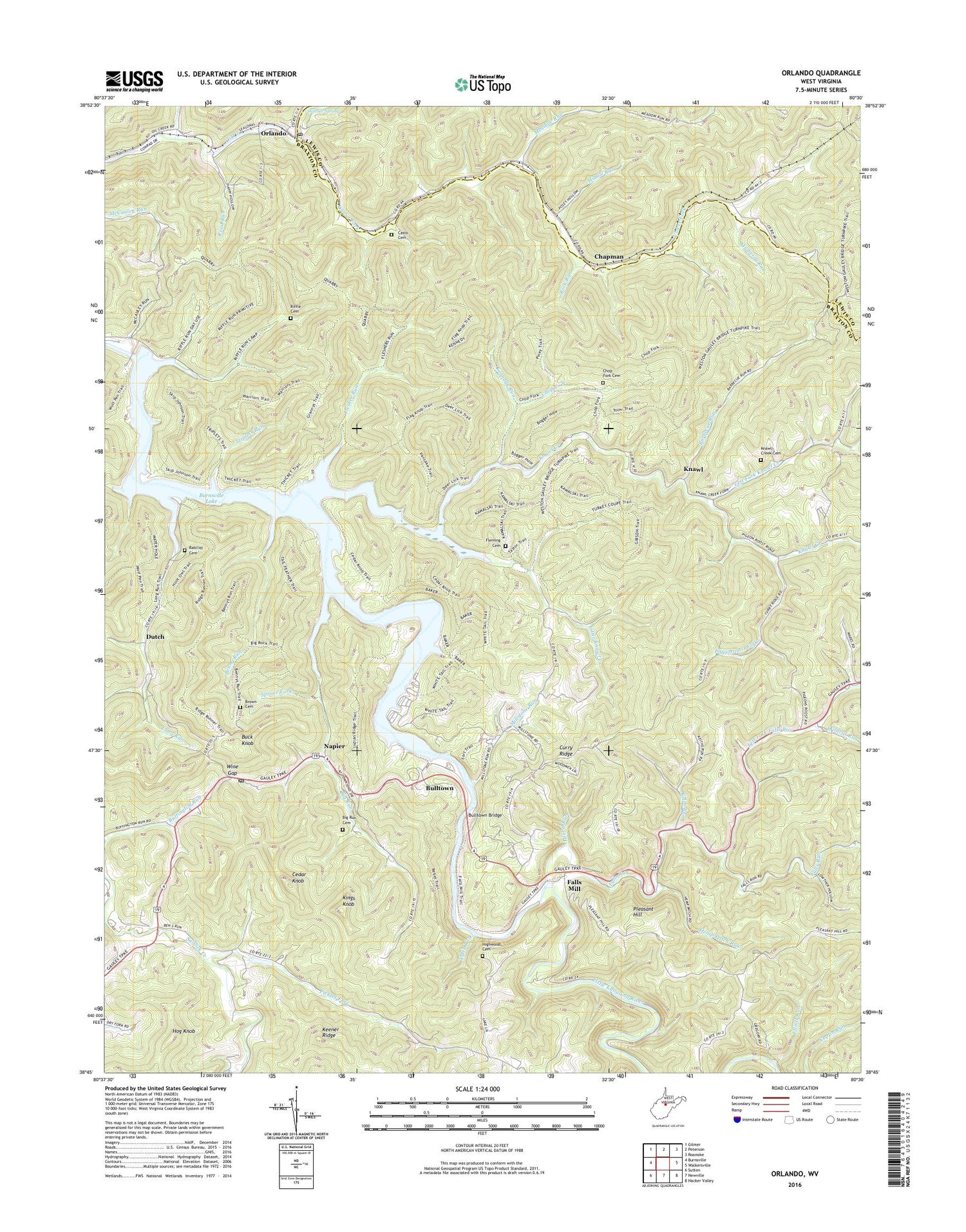 Orlando West Virginia US Topo Map Image