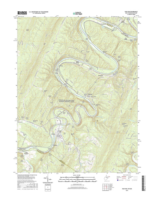 Paw Paw West Virginia US Topo Map Image