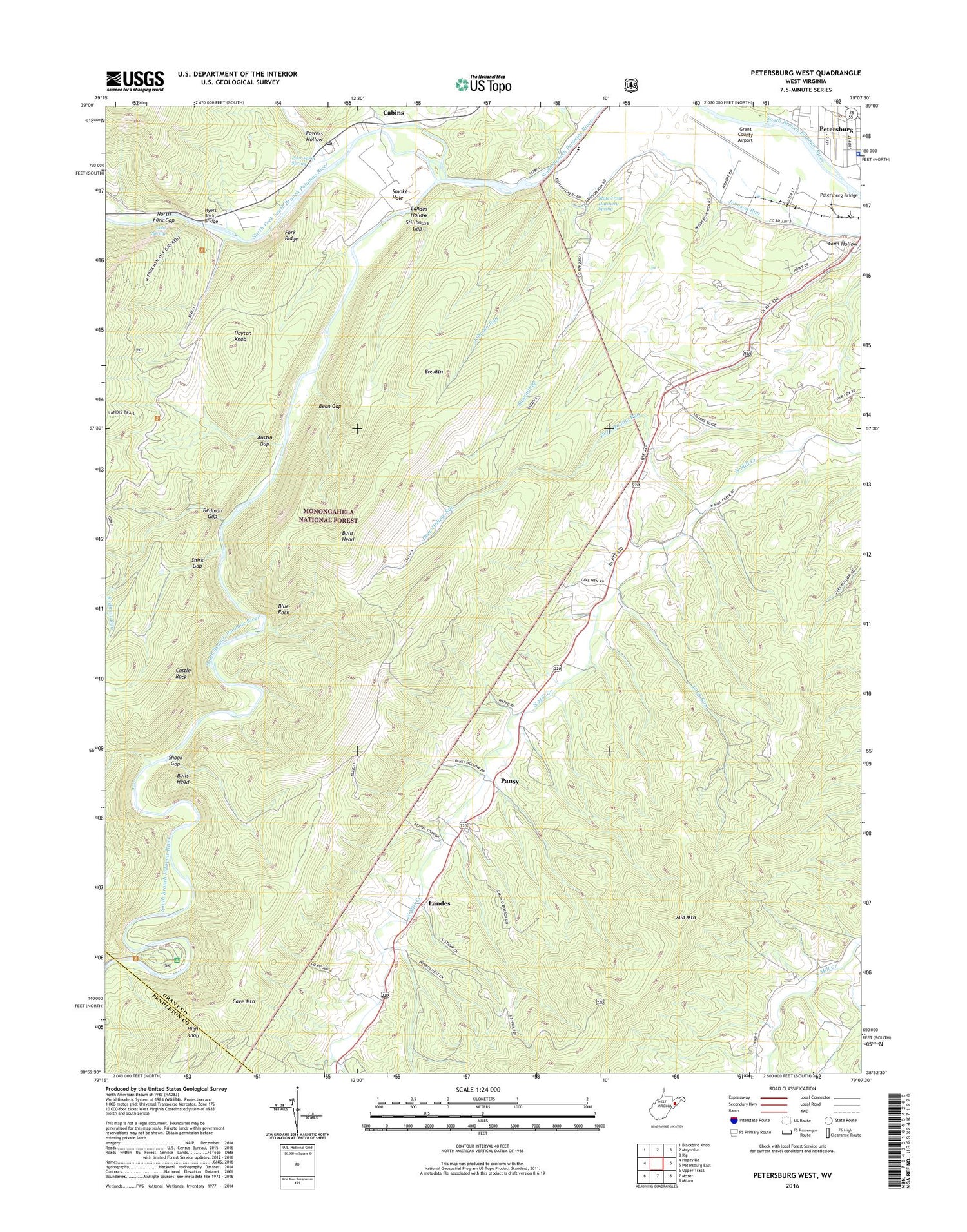 Petersburg West West Virginia US Topo Map Image