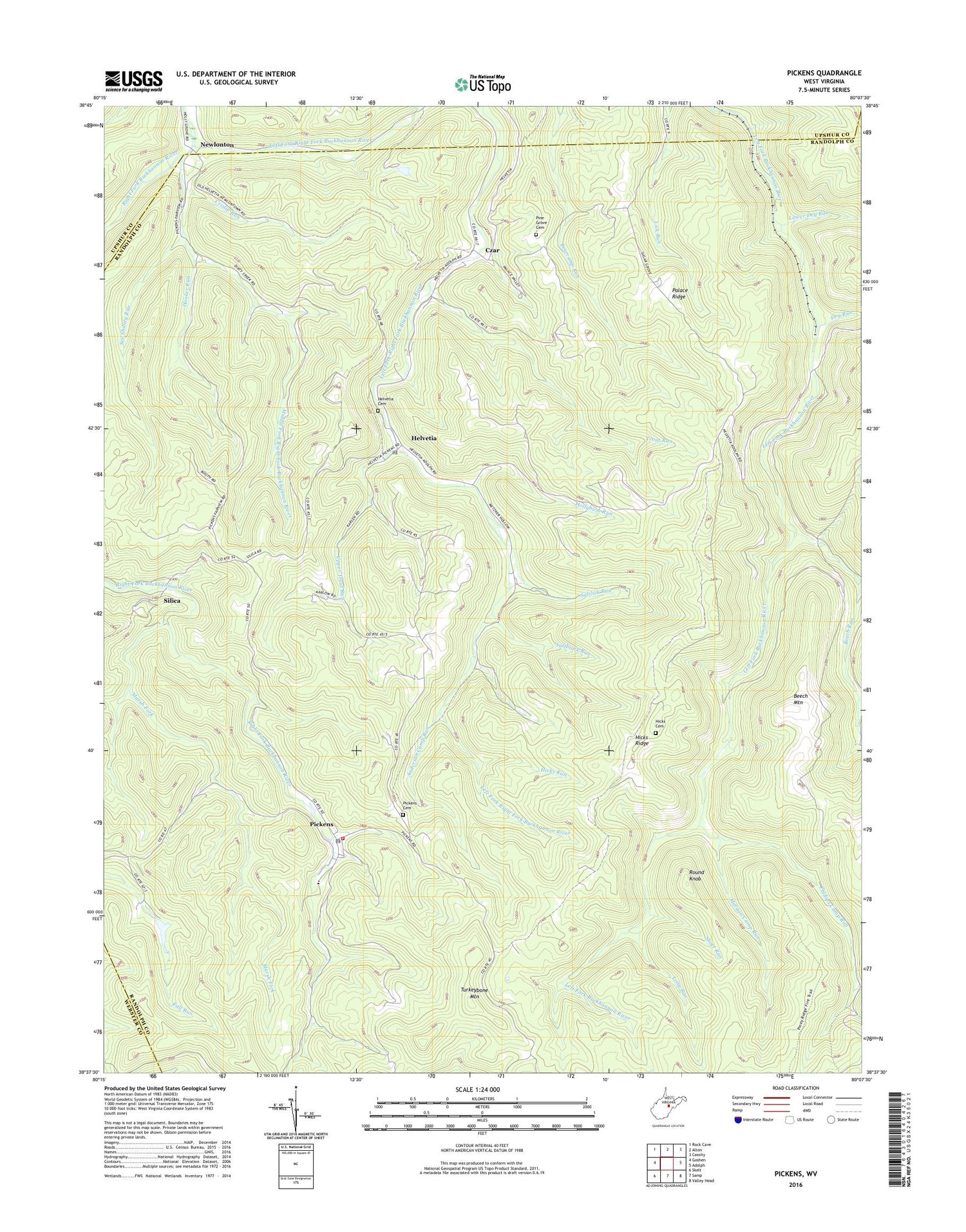 Pickens West Virginia US Topo Map Image