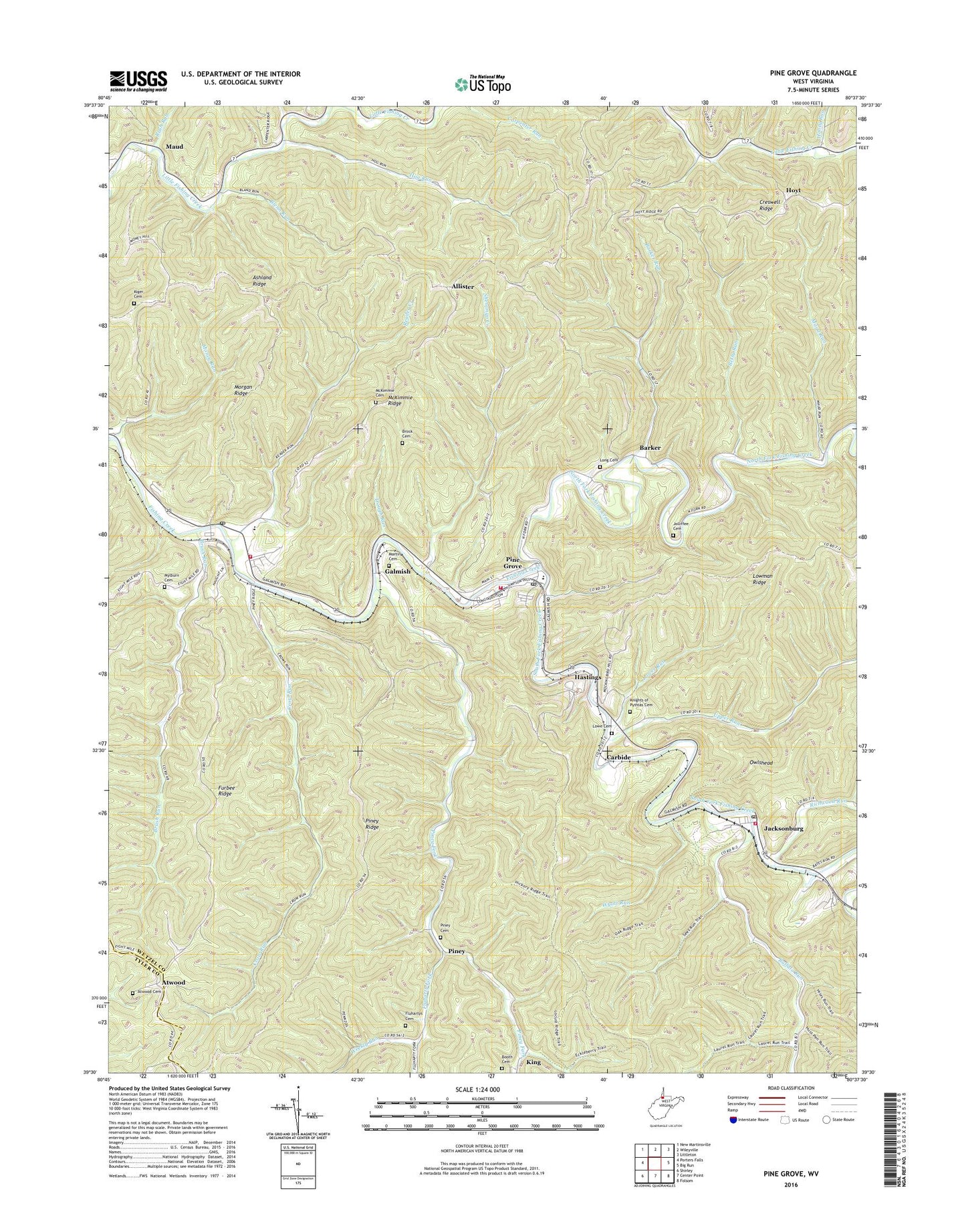 Pine Grove West Virginia US Topo Map Image