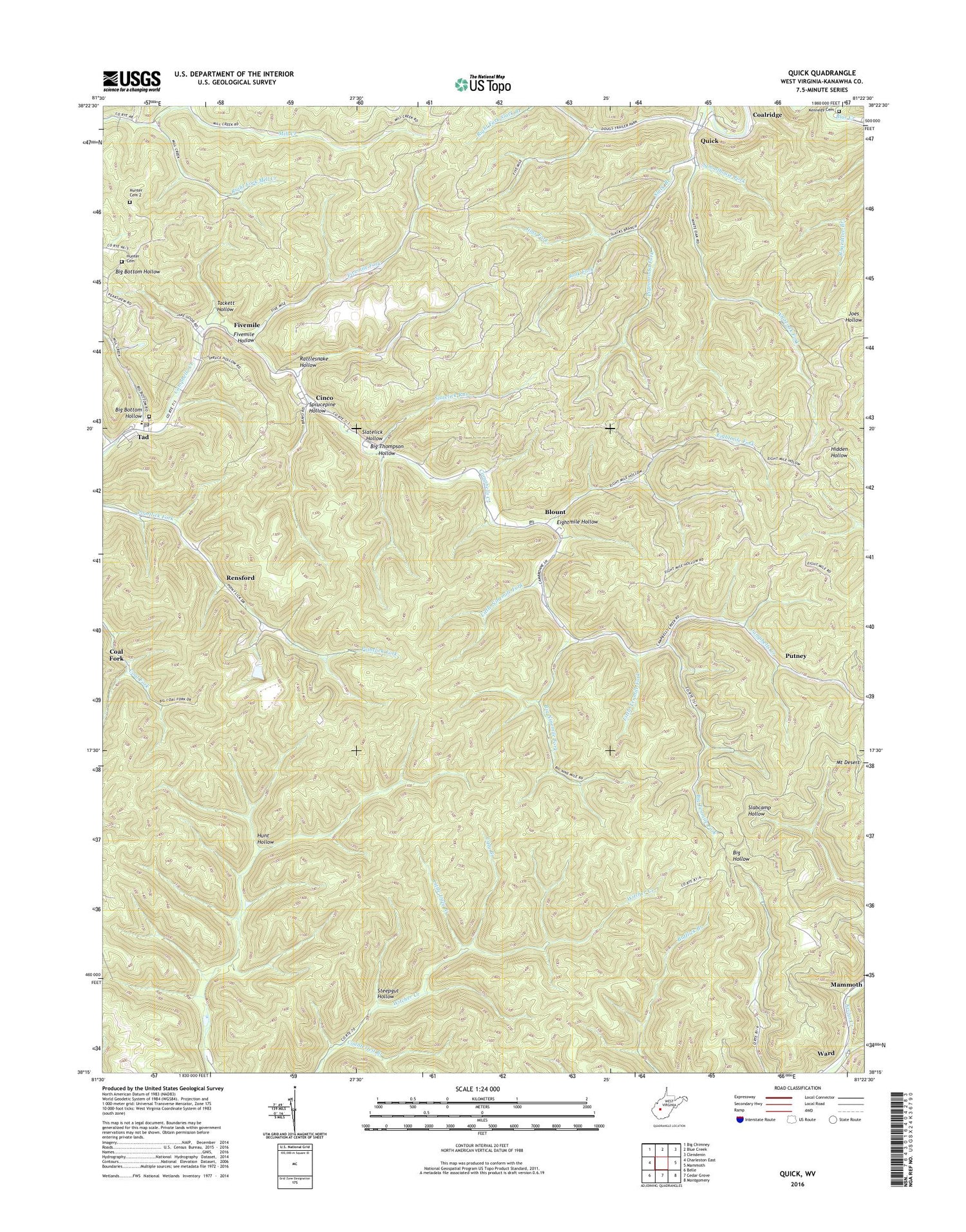 Quick West Virginia US Topo Map Image