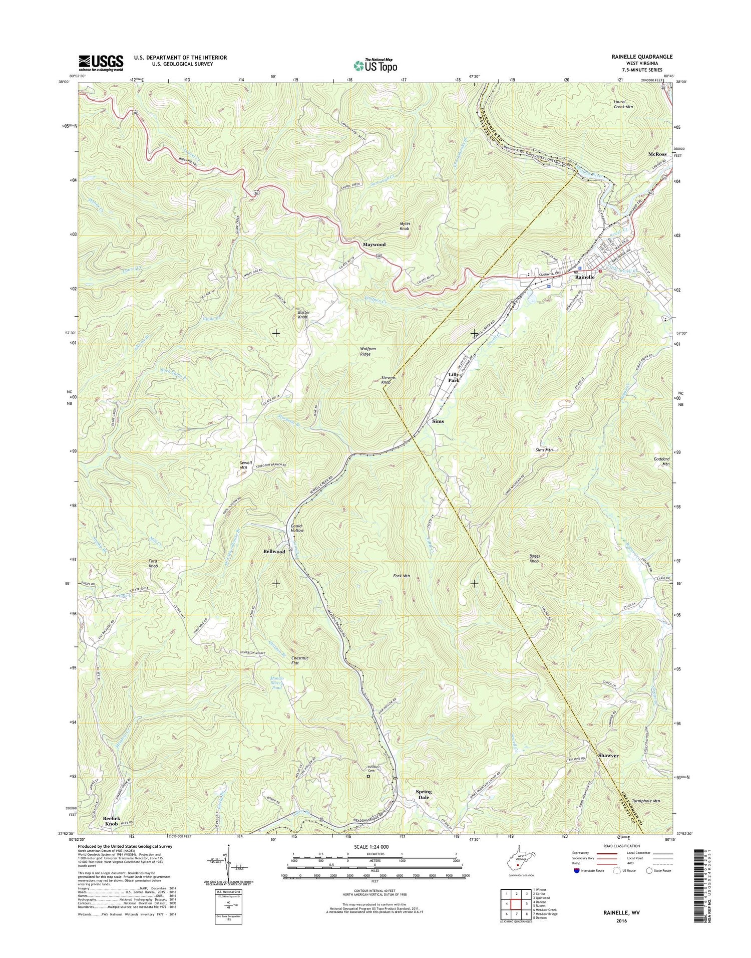 Rainelle West Virginia US Topo Map Image