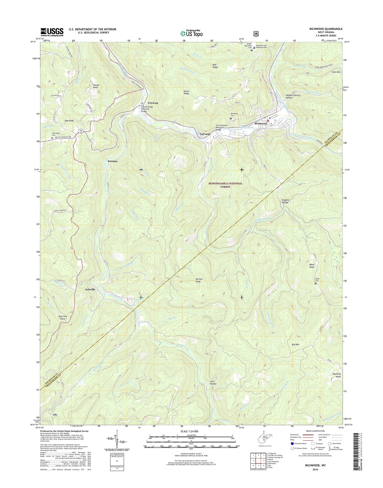 Richwood West Virginia US Topo Map Image