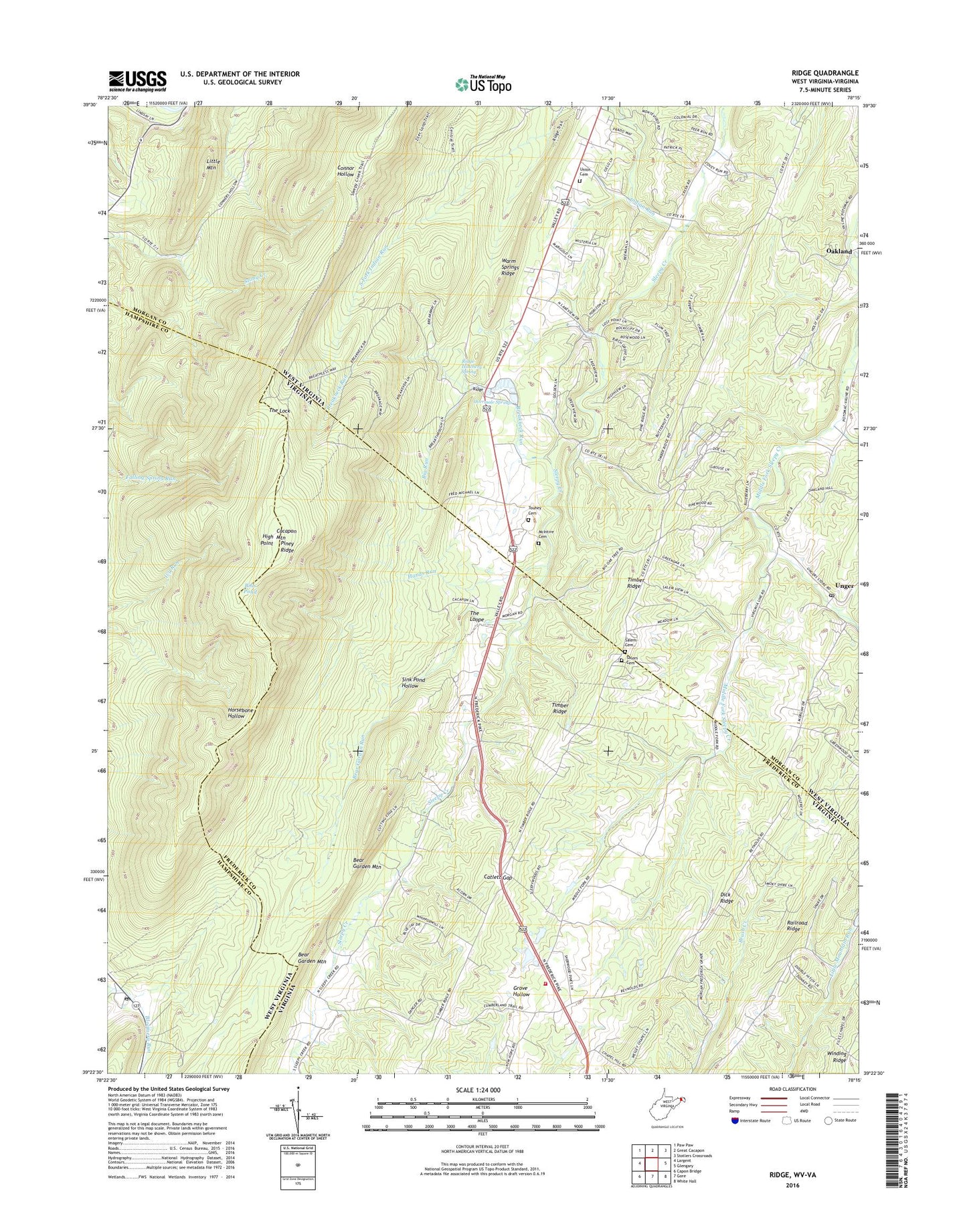 Ridge West Virginia US Topo Map Image