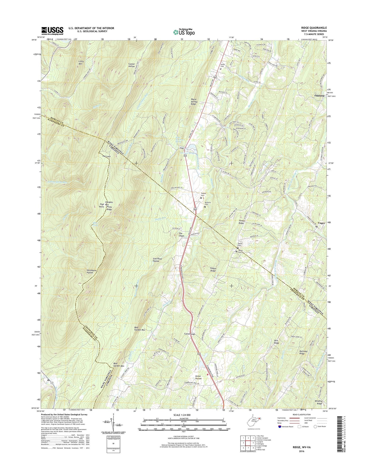 Ridge West Virginia US Topo Map Image