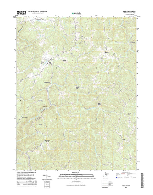 Rock Cave West Virginia US Topo Map Image