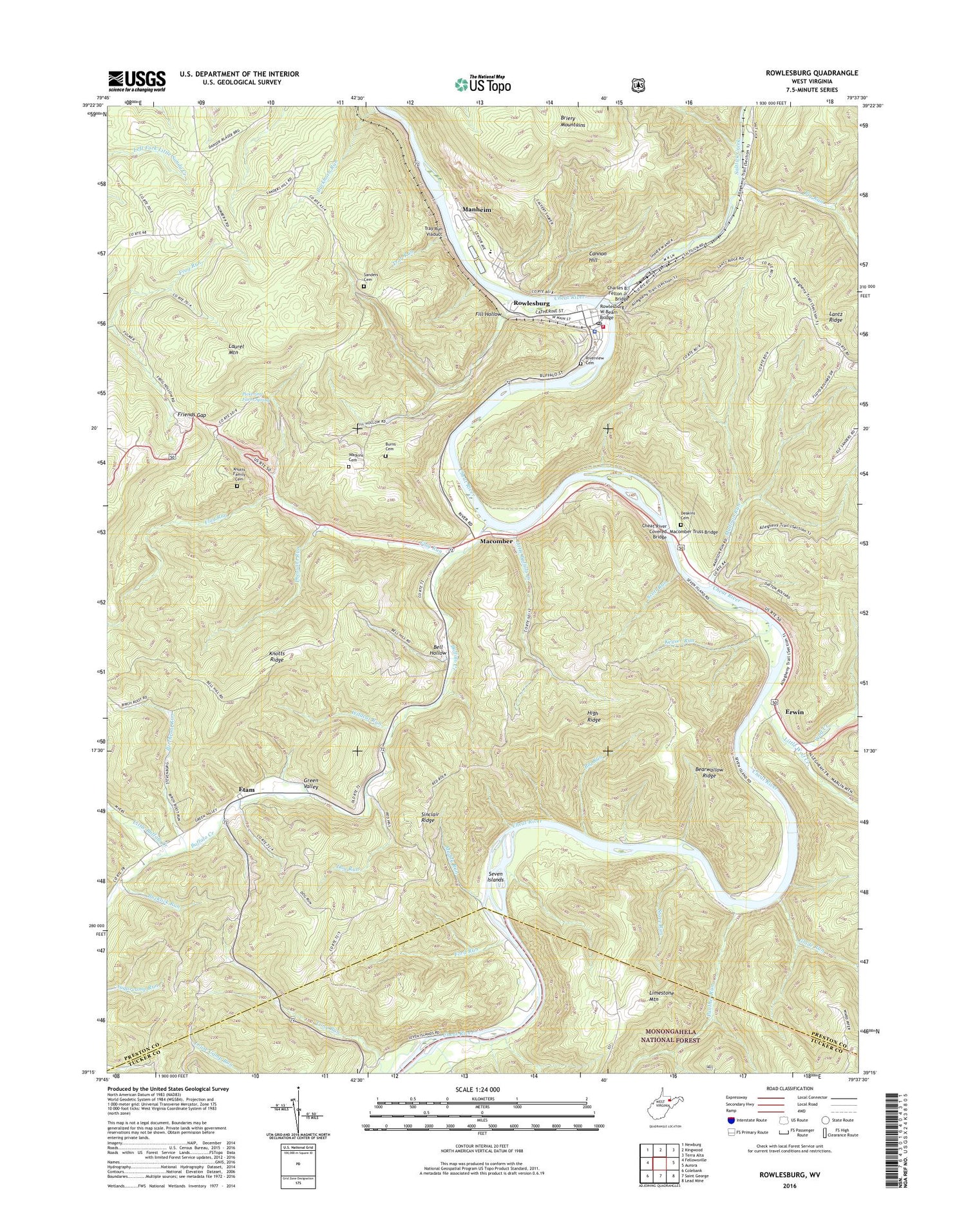 Rowlesburg West Virginia US Topo Map Image
