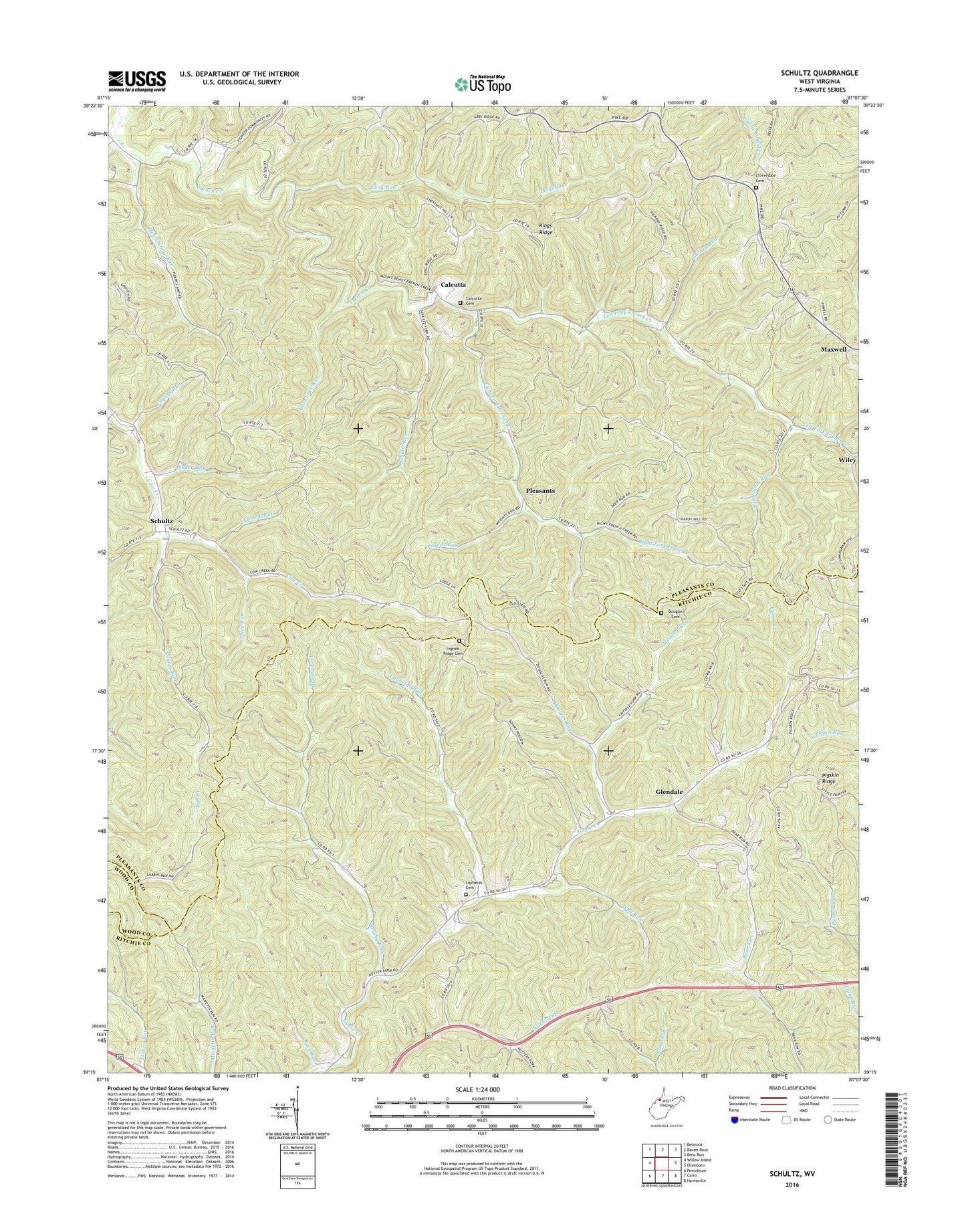 Schultz West Virginia US Topo Map Image