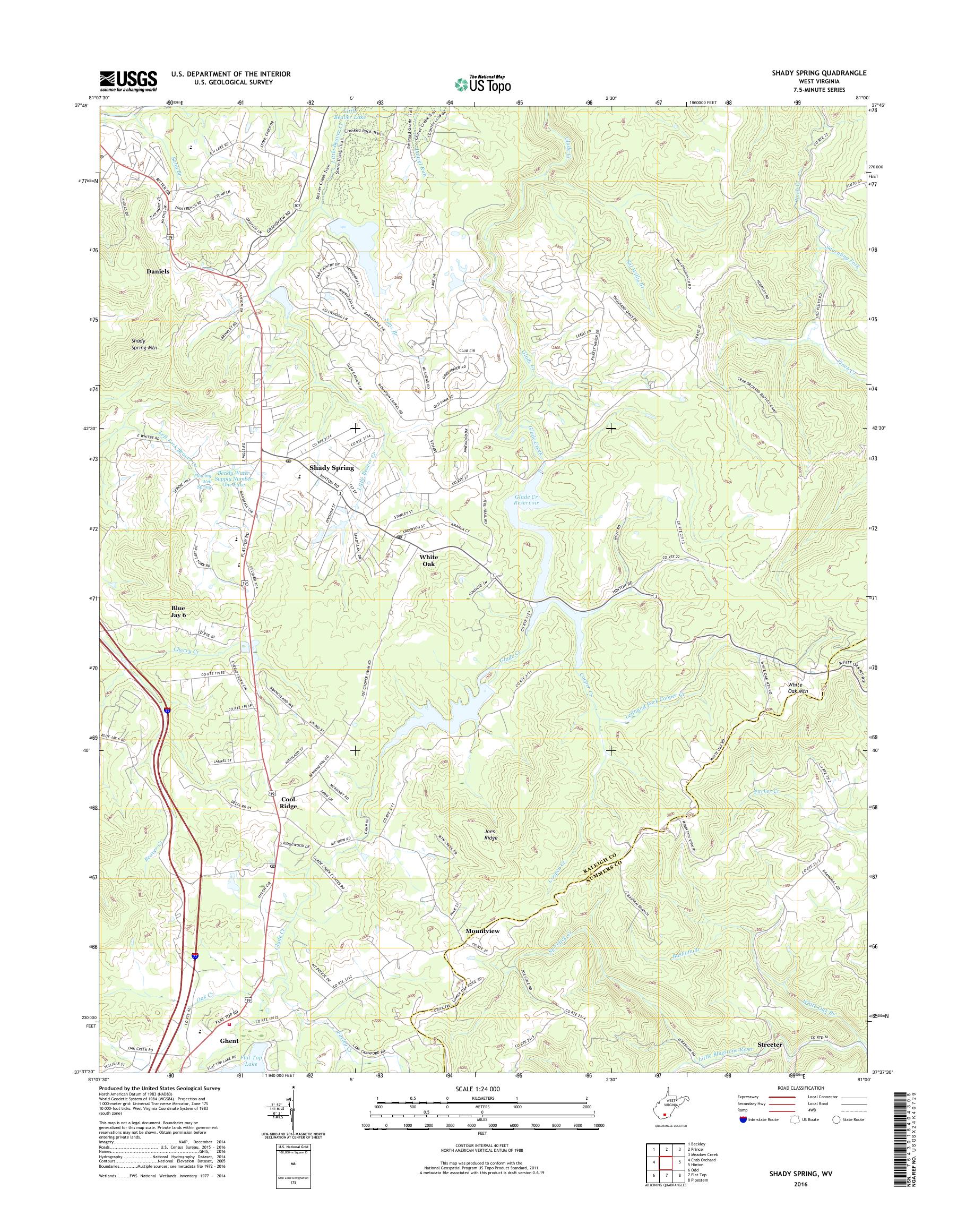 Shady Spring West Virginia US Topo Map – MyTopo Map Store