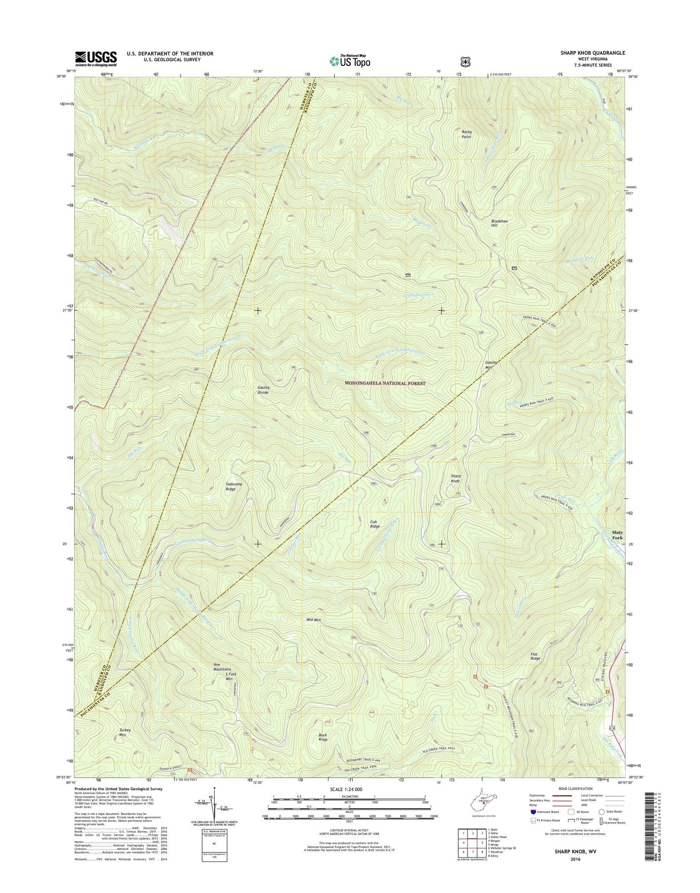 Sharp Knob West Virginia US Topo Map Image