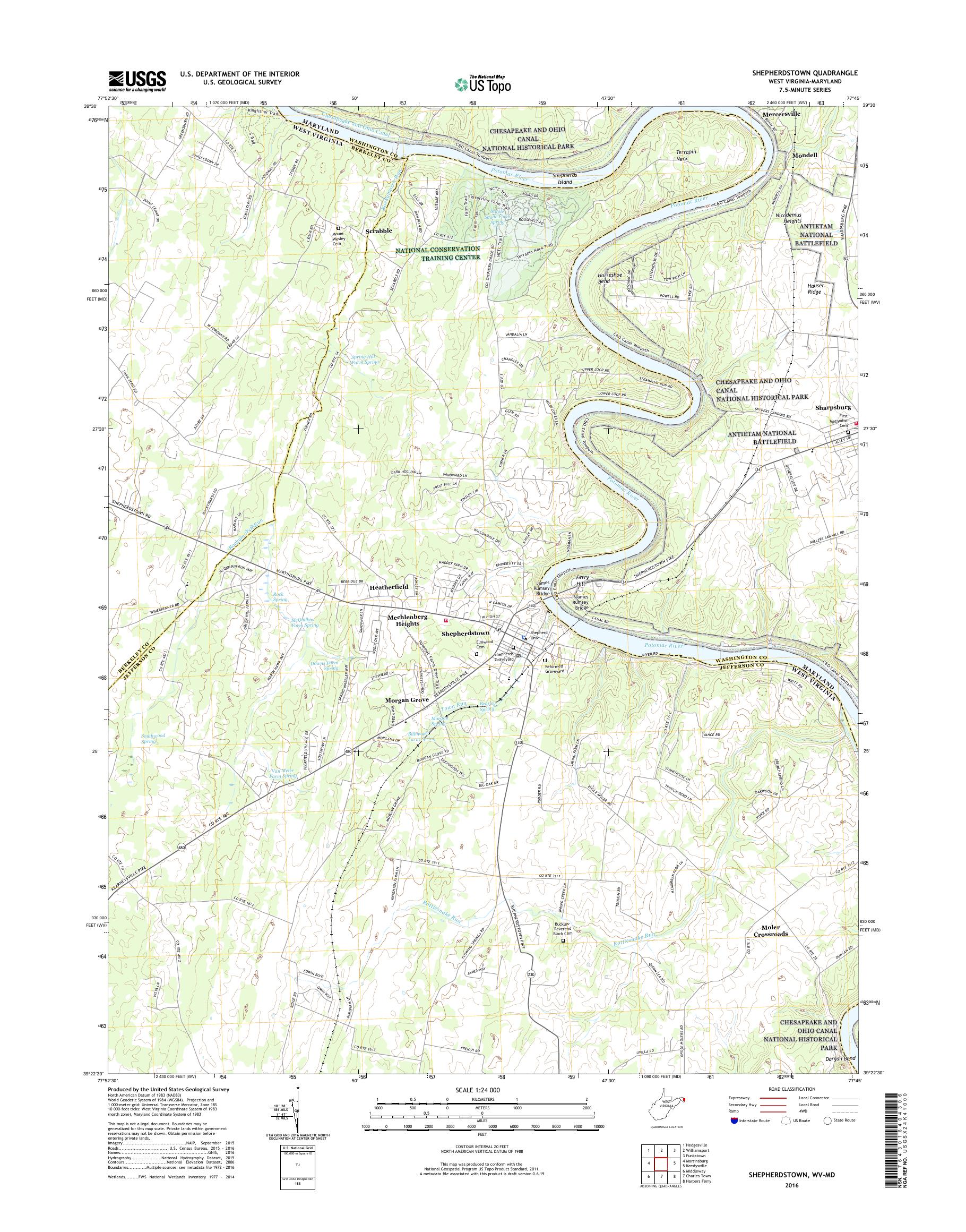 Shepherdstown West Virginia US Topo Map – MyTopo Map Store