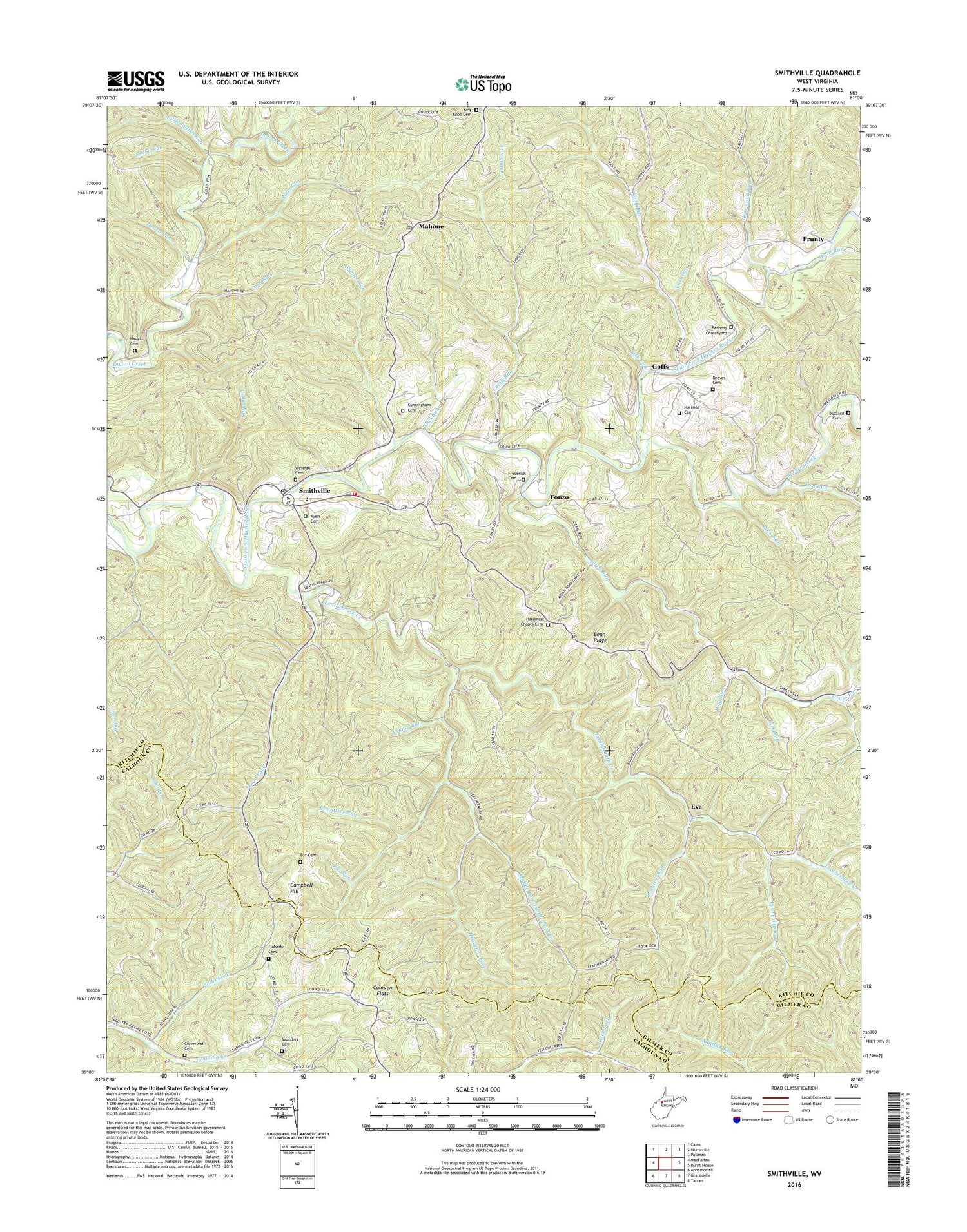 Smithville West Virginia US Topo Map Image