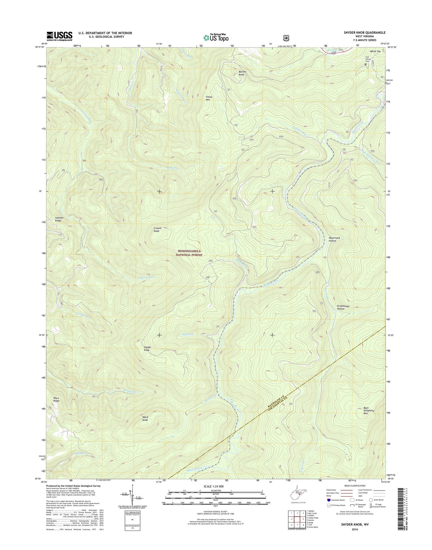Snyder Knob West Virginia US Topo Map Image