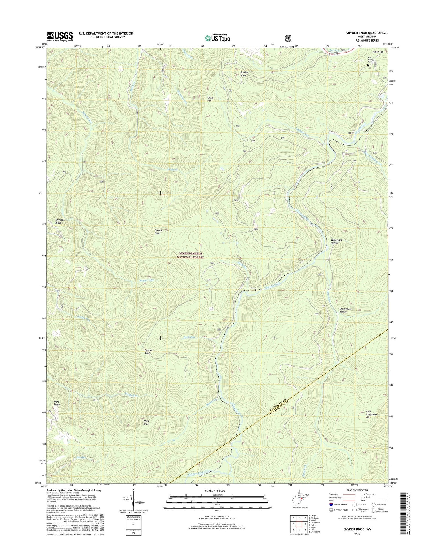 Snyder Knob West Virginia US Topo Map Image
