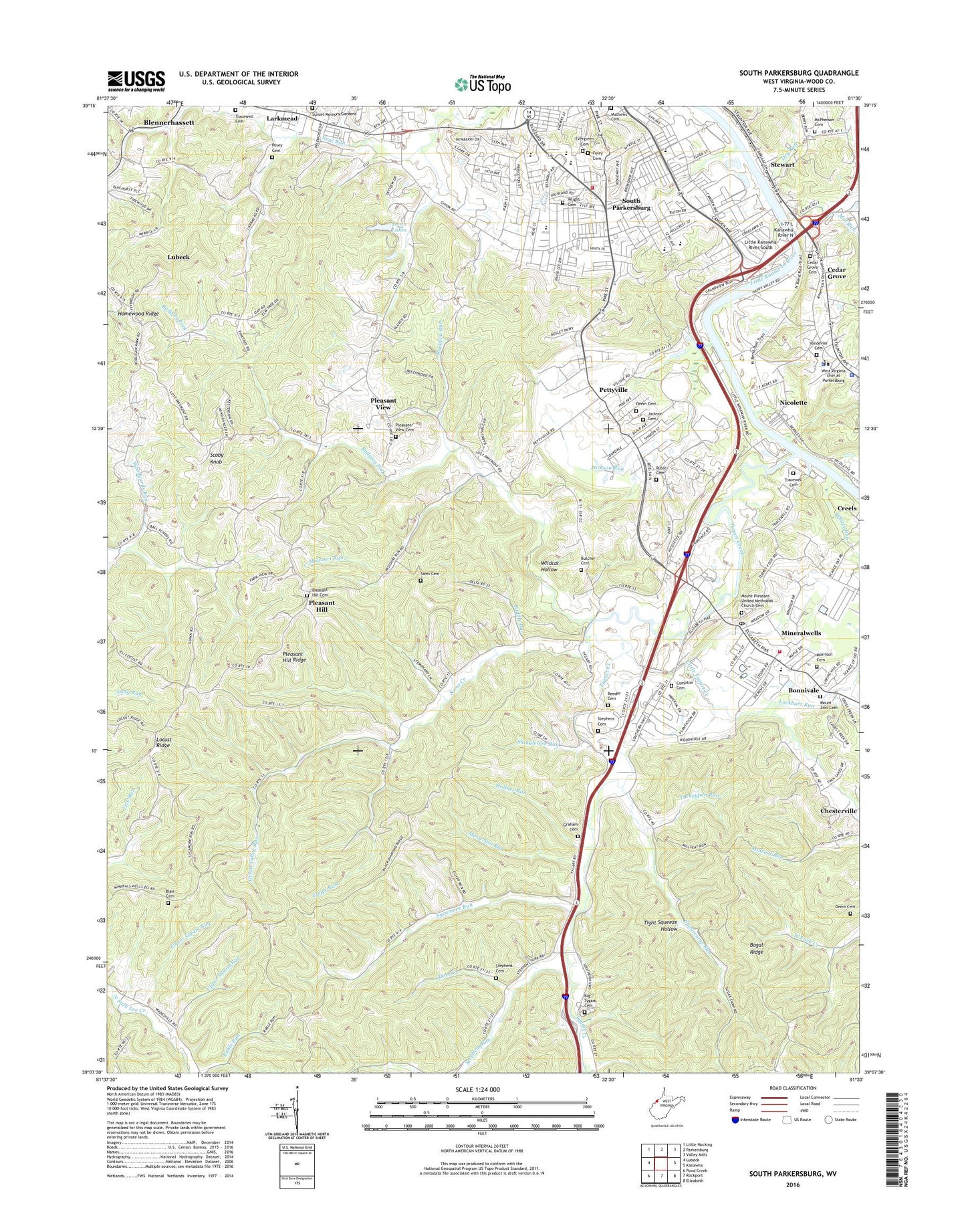 South Parkersburg West Virginia US Topo Map Image