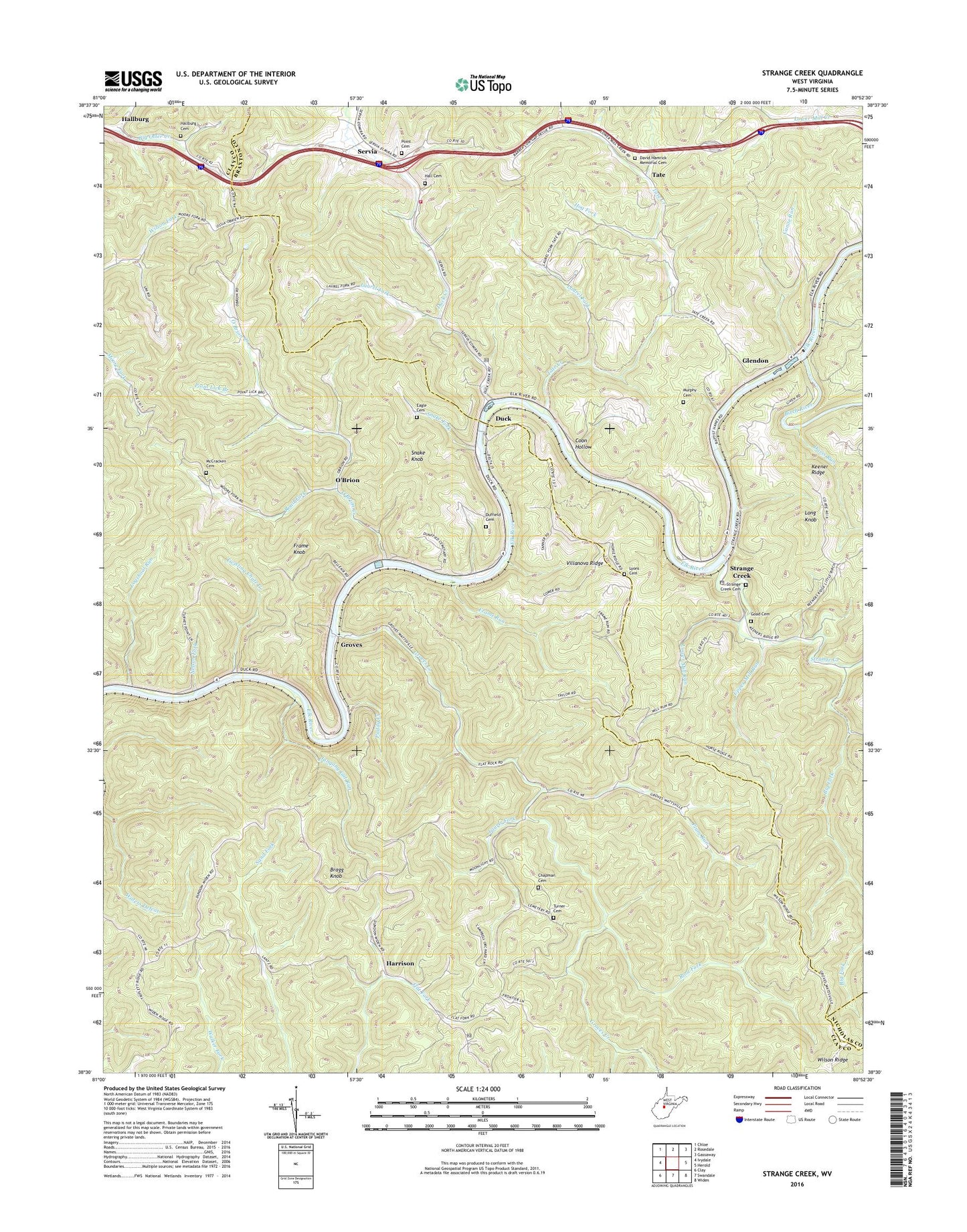 Strange Creek West Virginia US Topo Map Image