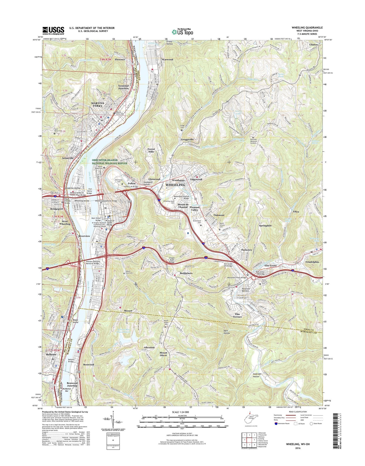 Wheeling West Virginia US Topo Map Image