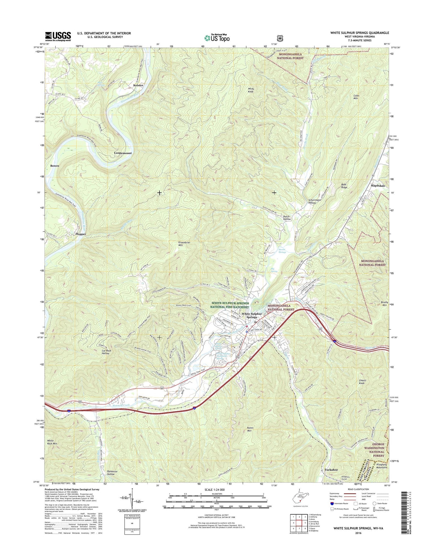 White Sulphur Springs West Virginia US Topo Map Image