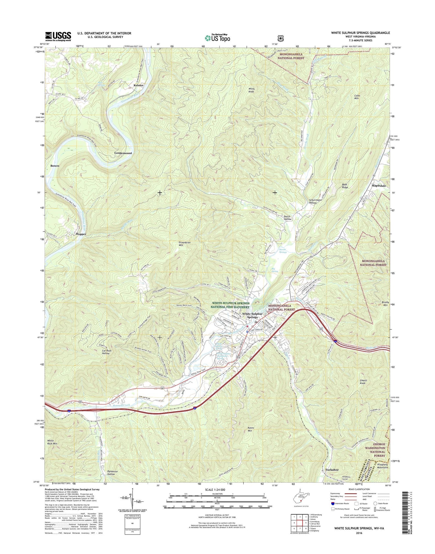 White Sulphur Springs West Virginia US Topo Map Image