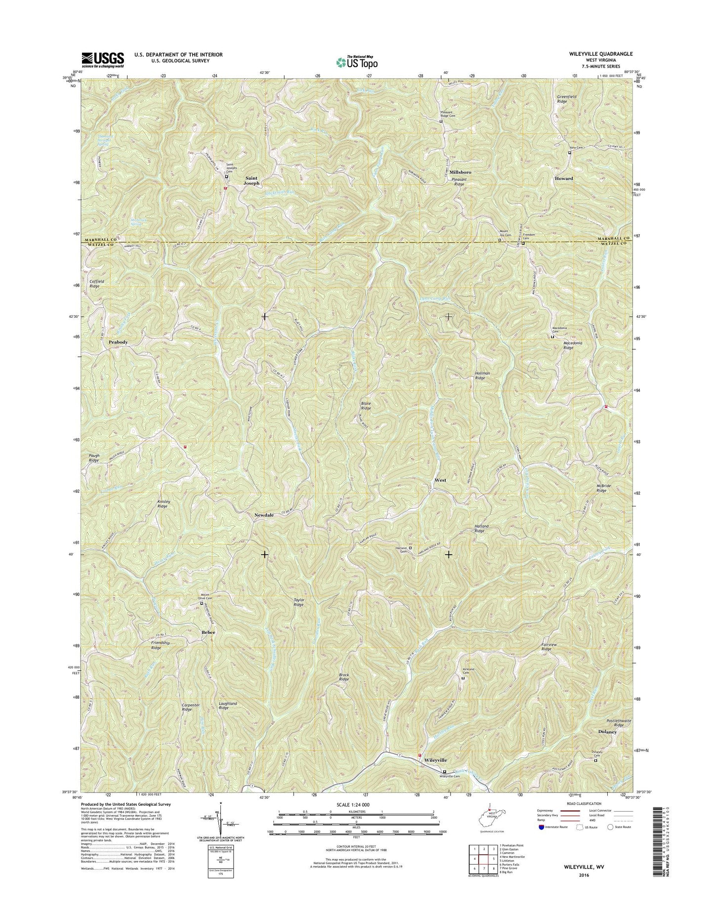 Wileyville West Virginia US Topo Map Image