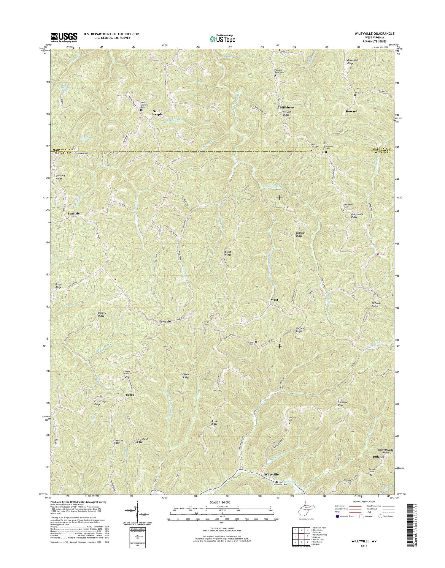Wileyville West Virginia US Topo Map Image